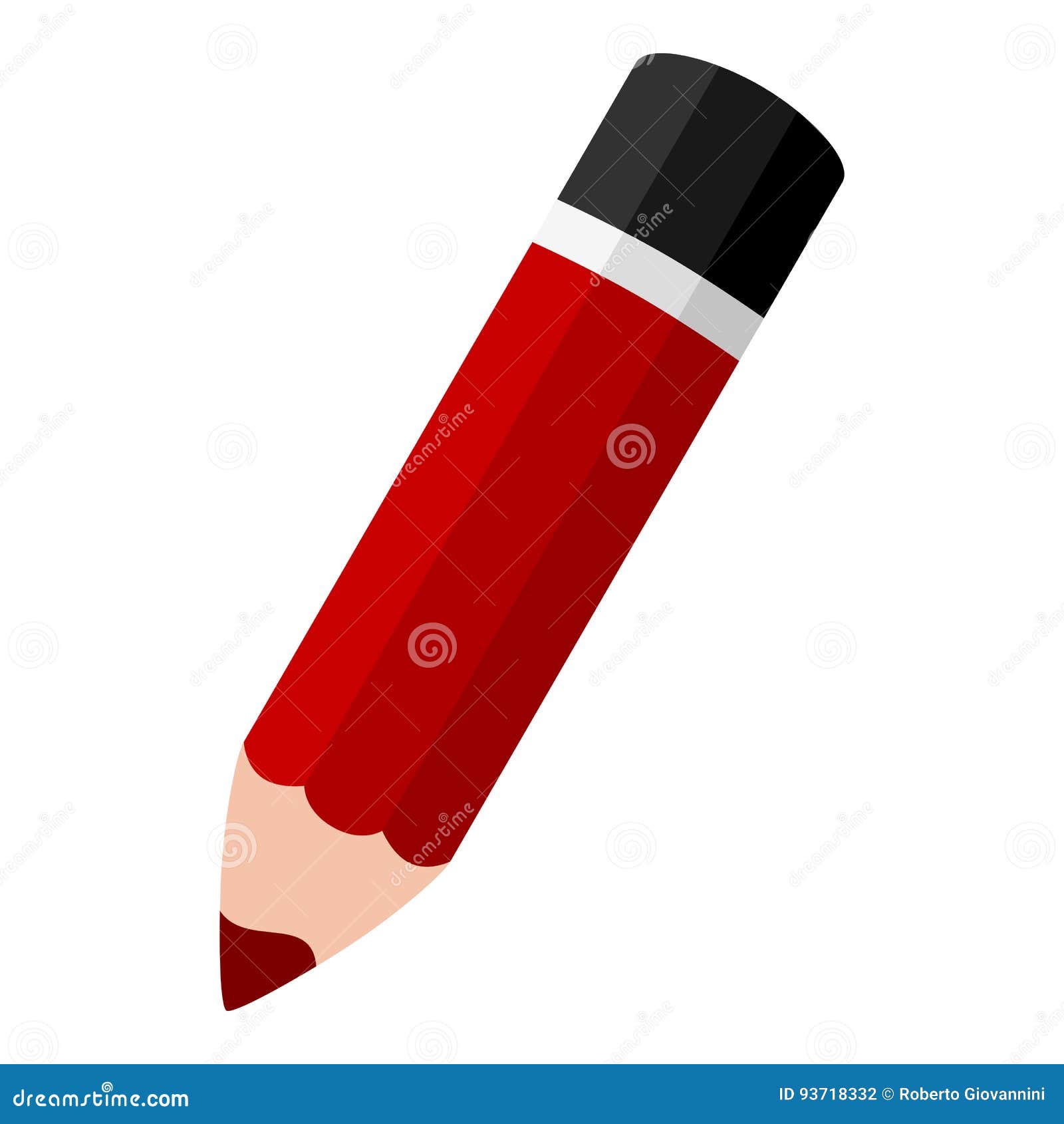 red small pencil flat icon  on white