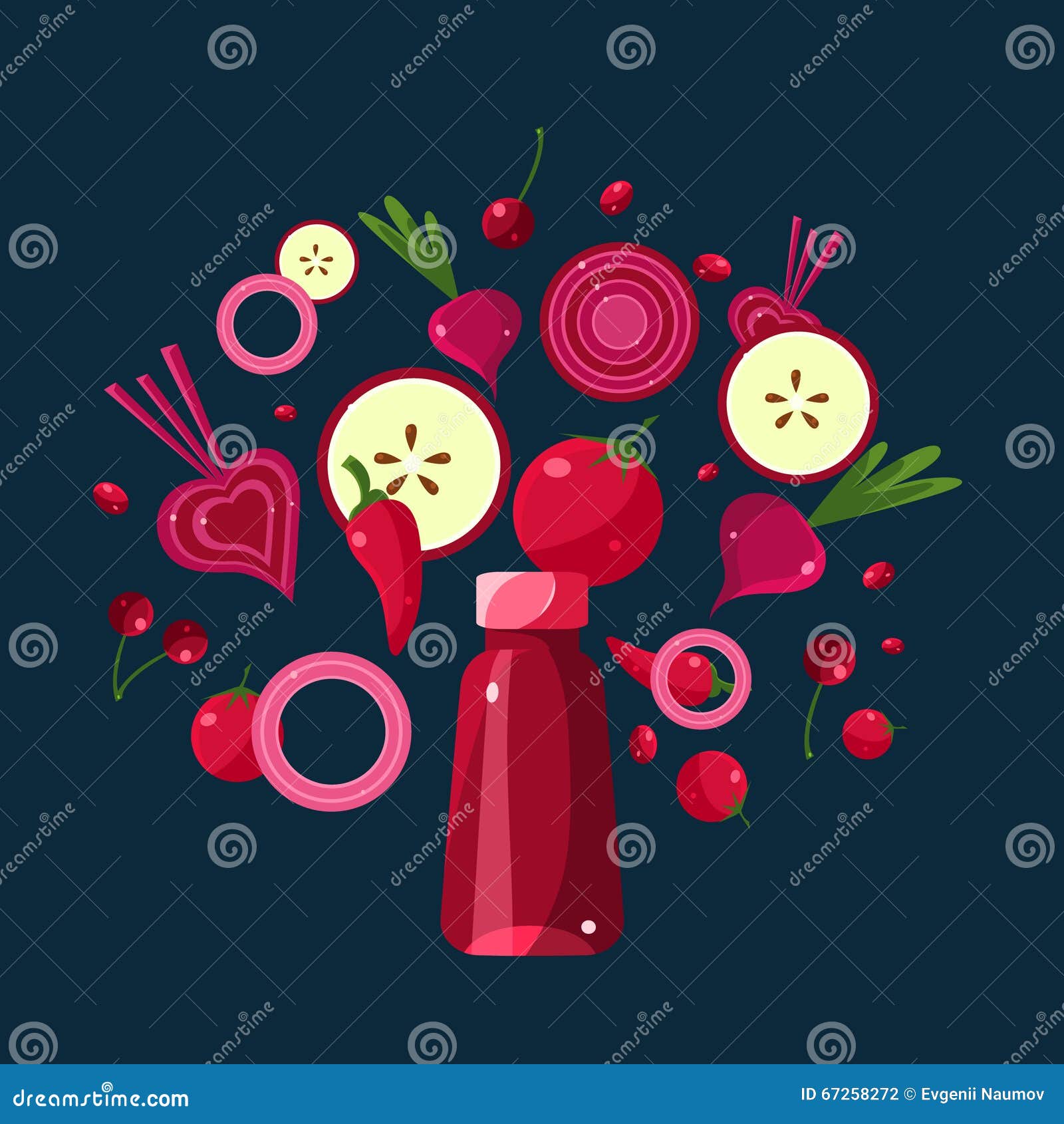 Red Smoothie Recipe. Illustration of Ingredients Stock Vector