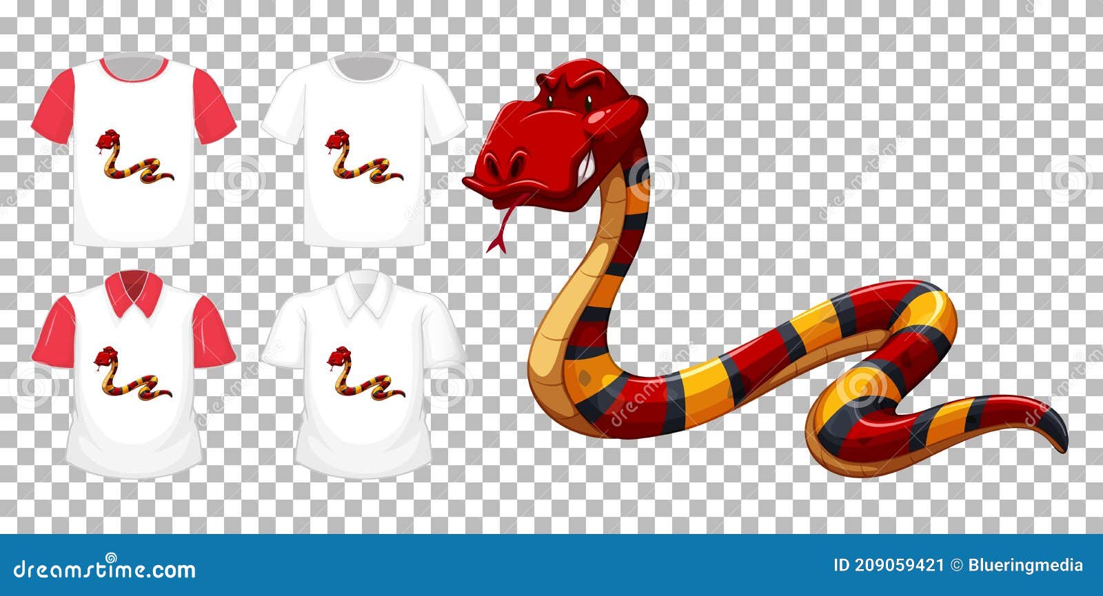 Red Snake Cartoon Character with Many Types of Shirts on Transparent  Background Stock Vector - Illustration of collection, colour: 209059421