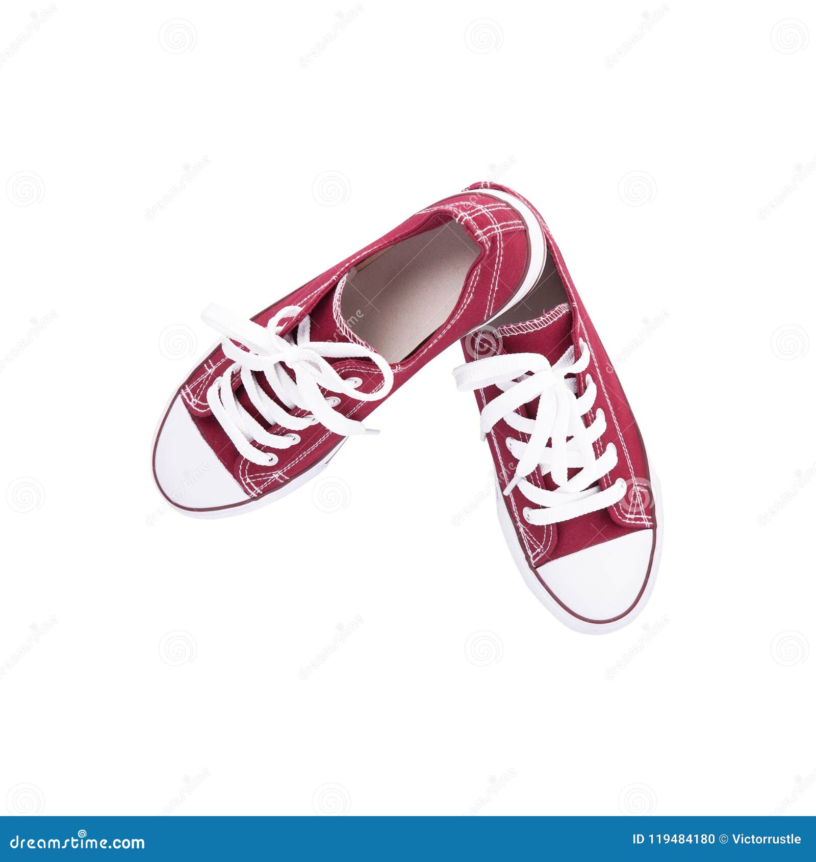 Red Sneakers Top View Isolated on White Background Stock Photo - Image ...