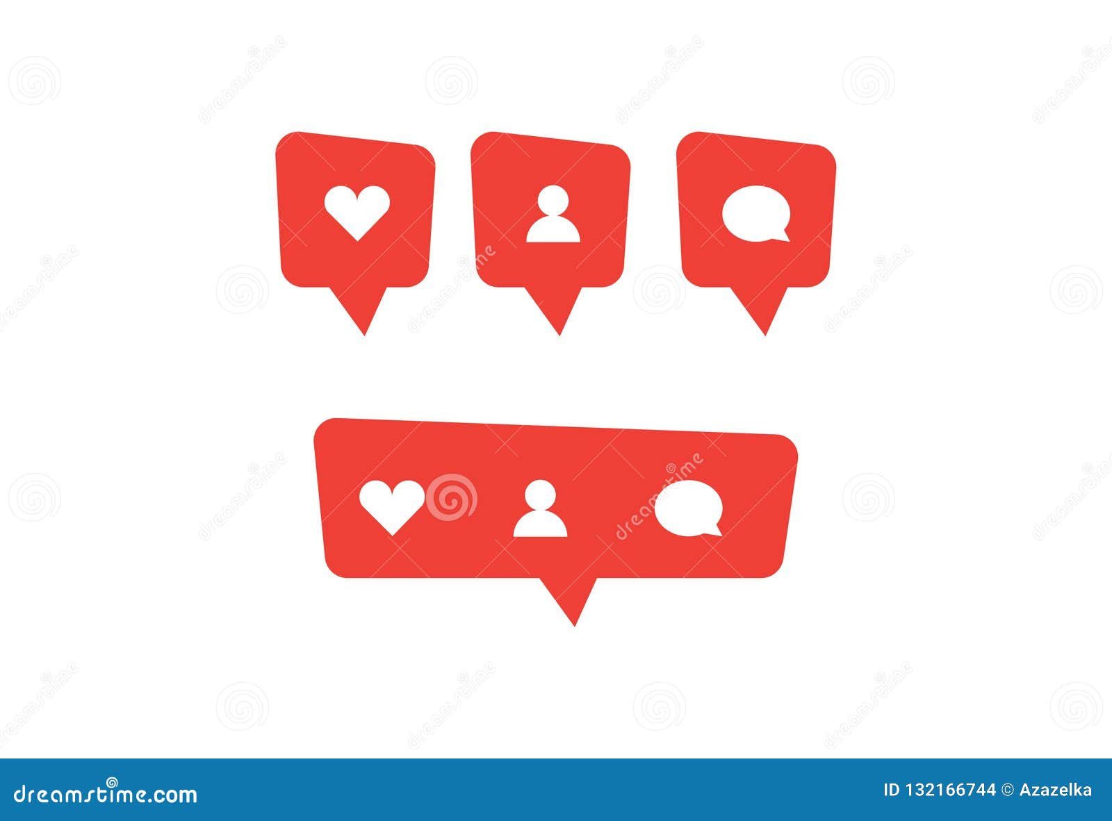 red social media bubble  with like heart, follower person