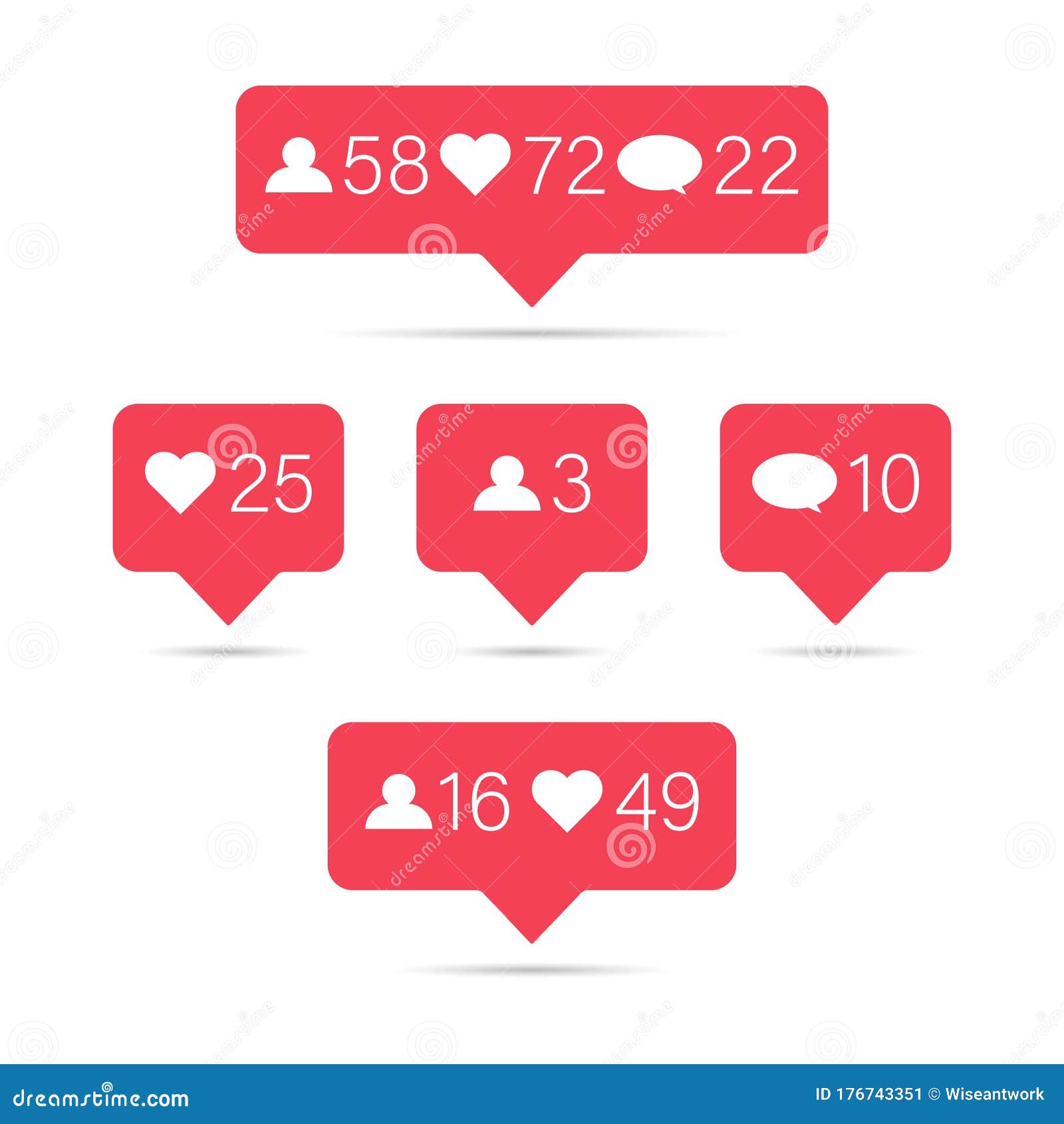 Red Social Media Notifications Icons For Web Design Social Net Tag