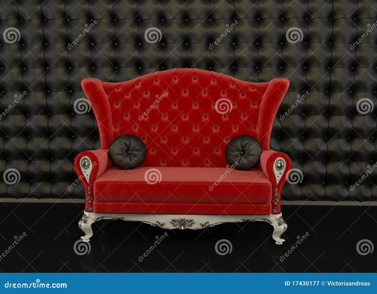 Red Sofa On A Black Background Stock Illustration Illustration of