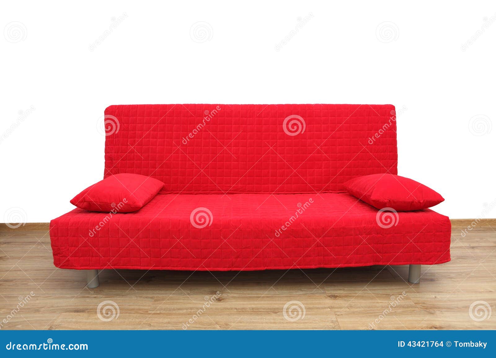 Red Sofa in Empty Living Room Stock Photo Image of floor, curtains