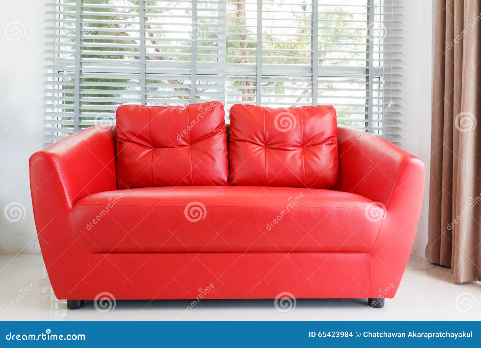 Red sofa in living room stock photo. Image of lounge 65423984