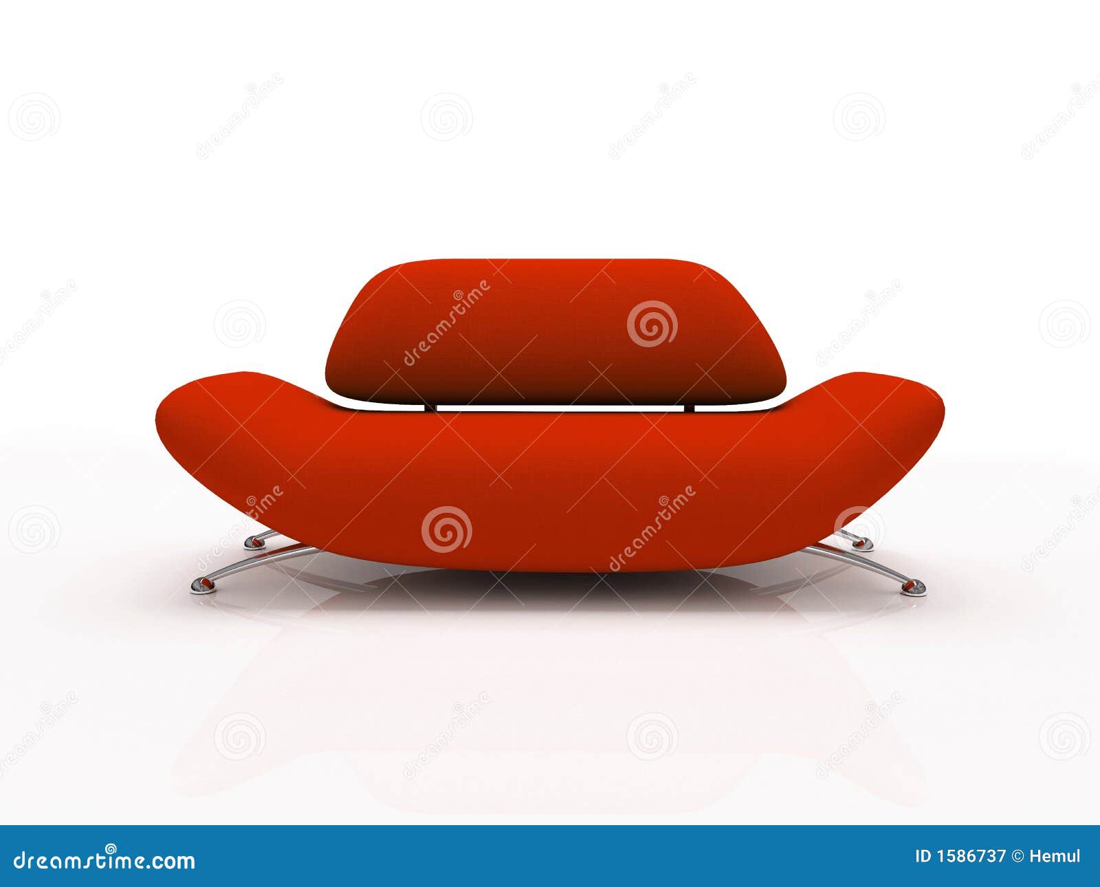 red sofa on white background insulated