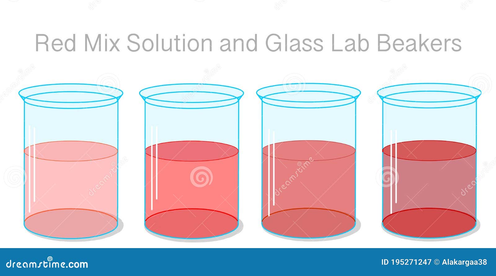 Red Solution Stages Liquid In The Glass Lab Beaker Container Light Pink To Dark Burgundy
