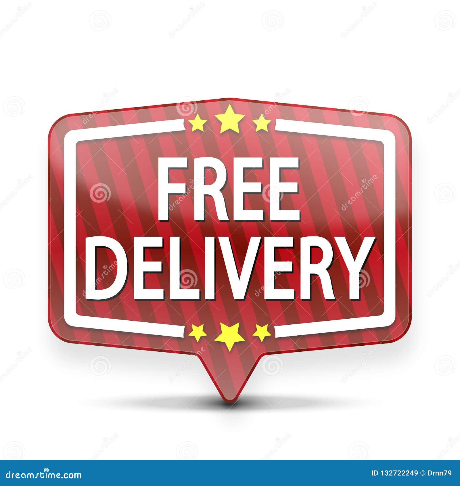 red free delivery web speech bubble with stars isolated stock