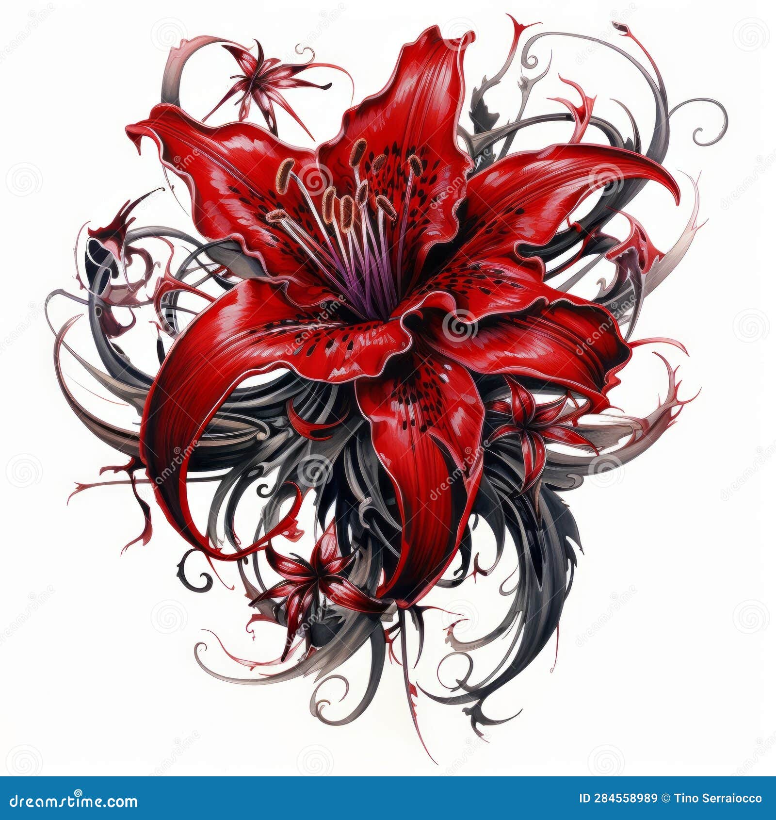 Red Spider Lily tattoo on the inner forearm