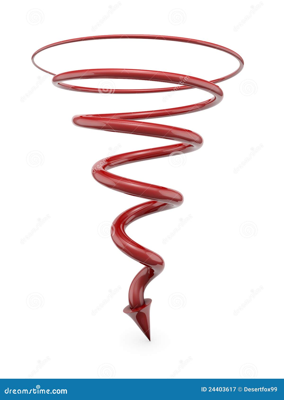 red spiral line with arrow