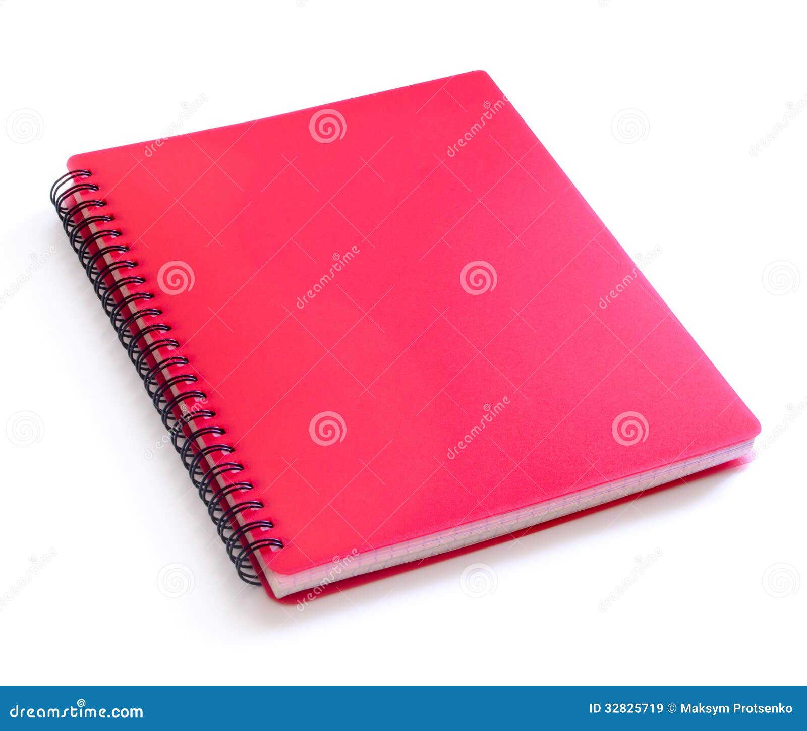 red spiral notebook  on the white background