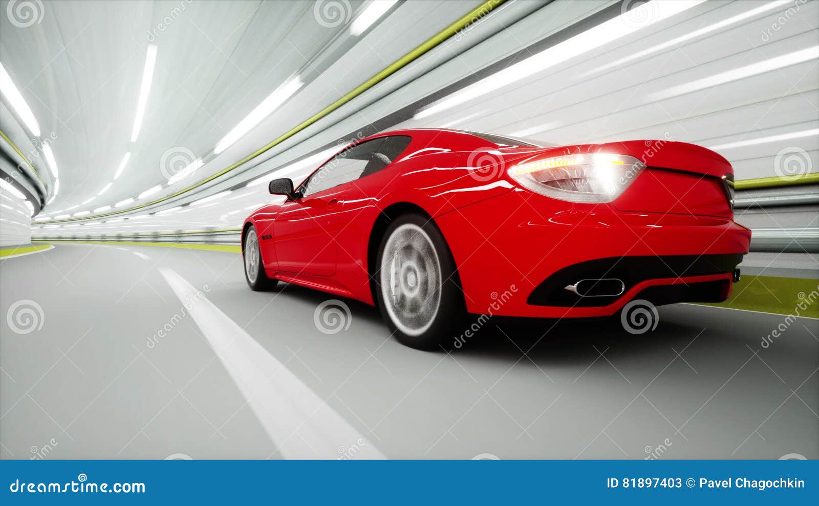 Red Sport Car in a Tunnel. Fast Driving. 3d Animation. Stock Video - Video  of style, transportation: 81897403