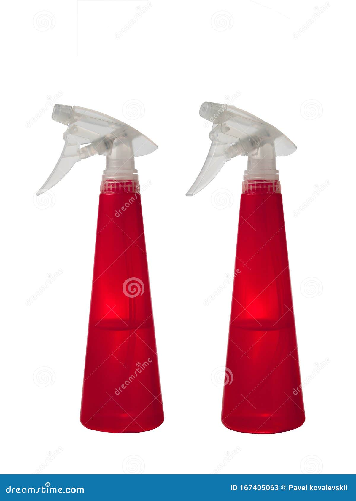 Red Spray Bottle. Studio Photography of Spray Multipurpose Cleaner