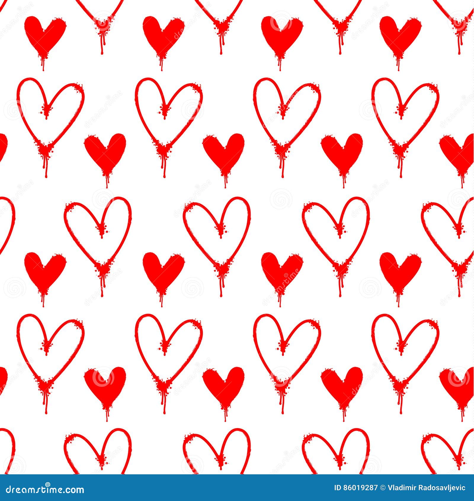 Red Spray Painted Hearts Pattern Stock Vector Illustration of