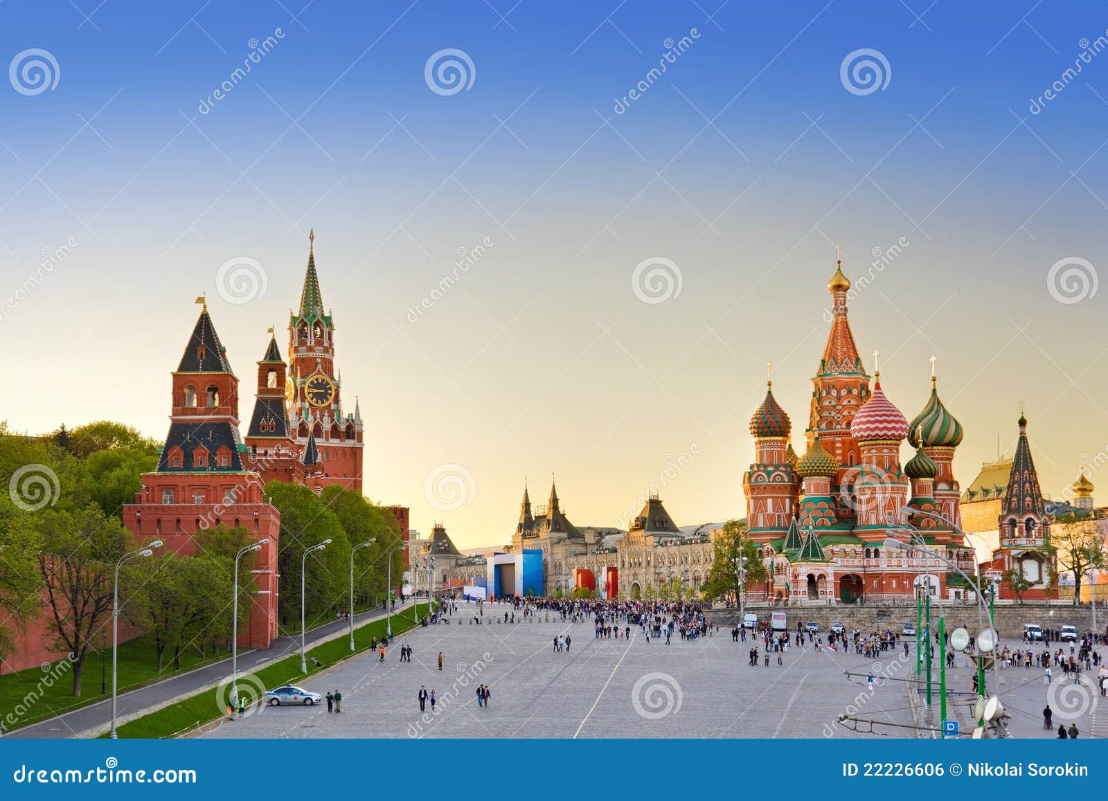 red square, moscow at sunset