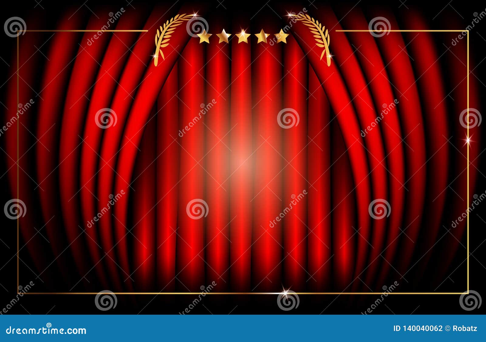 oscar template concept,   abstract golden stars frame logo icon, red carpet cinema films concept