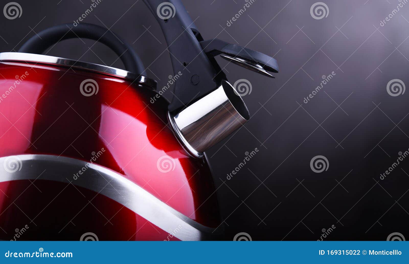 Red Stainless Steel Stovetop Kettle with Whistle Stock Photo Image of