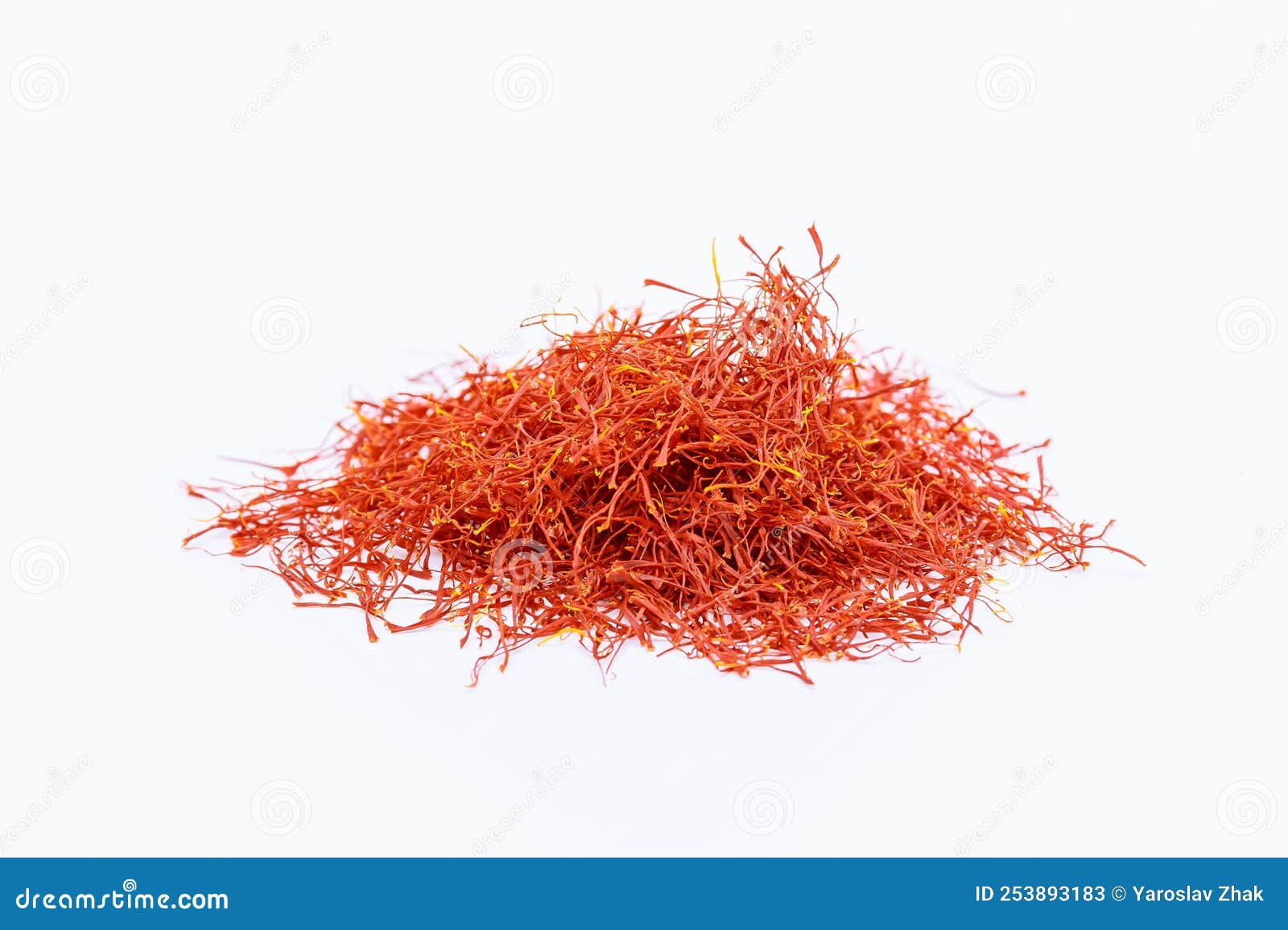 Red Stamens of Saffron on a White Background. Dry Spices of Saffron