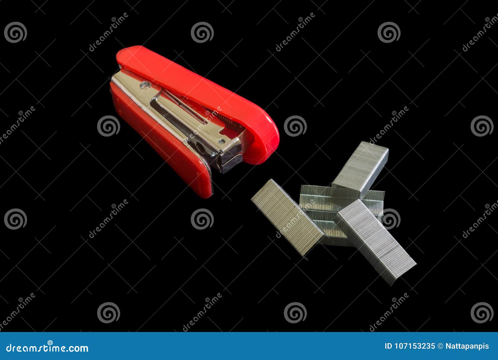 Red Stapler and Staples Steel Stock Image - Image of handle, object ...