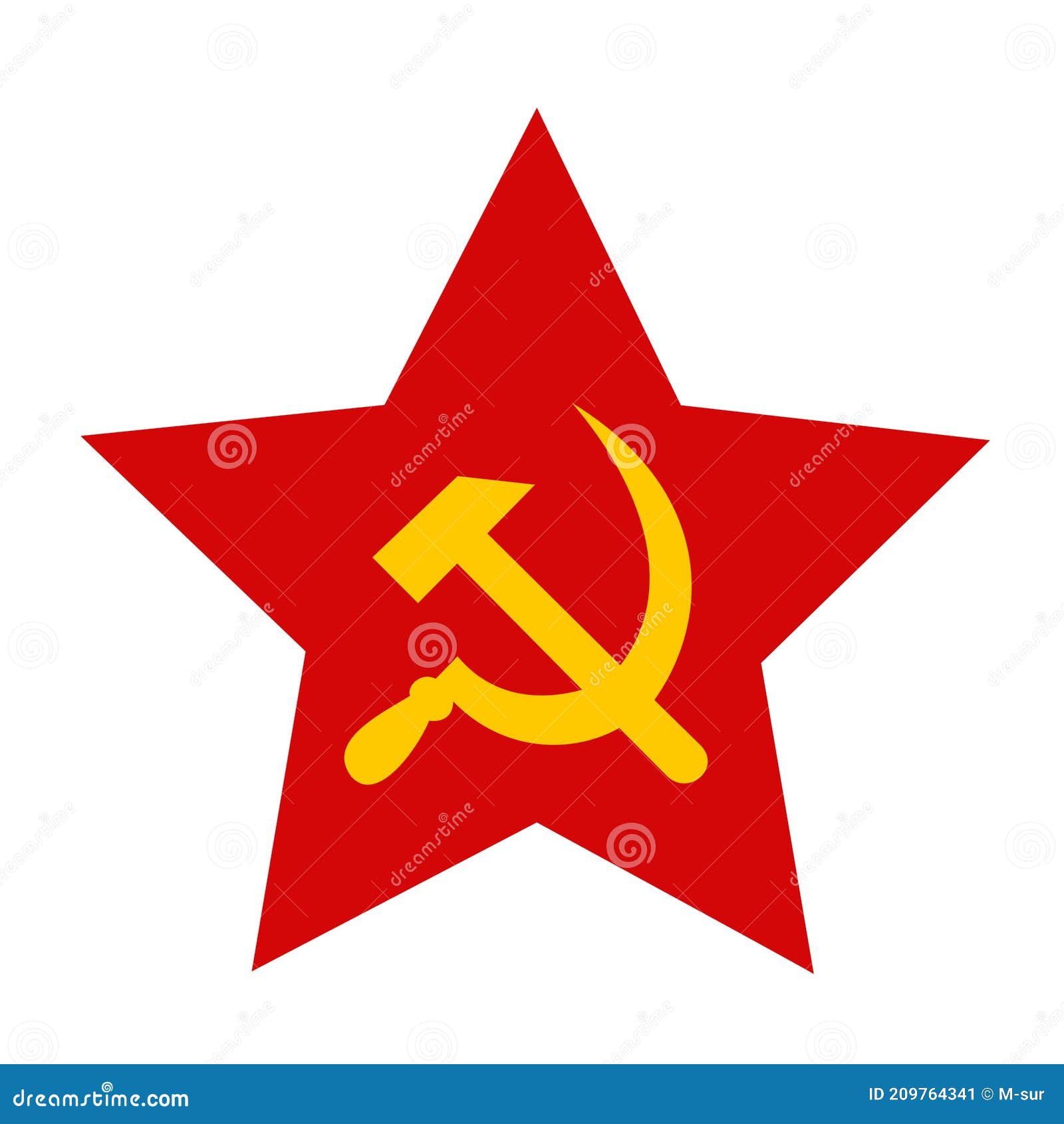 red star with hammer and sickle -  and sign of communism and socialism