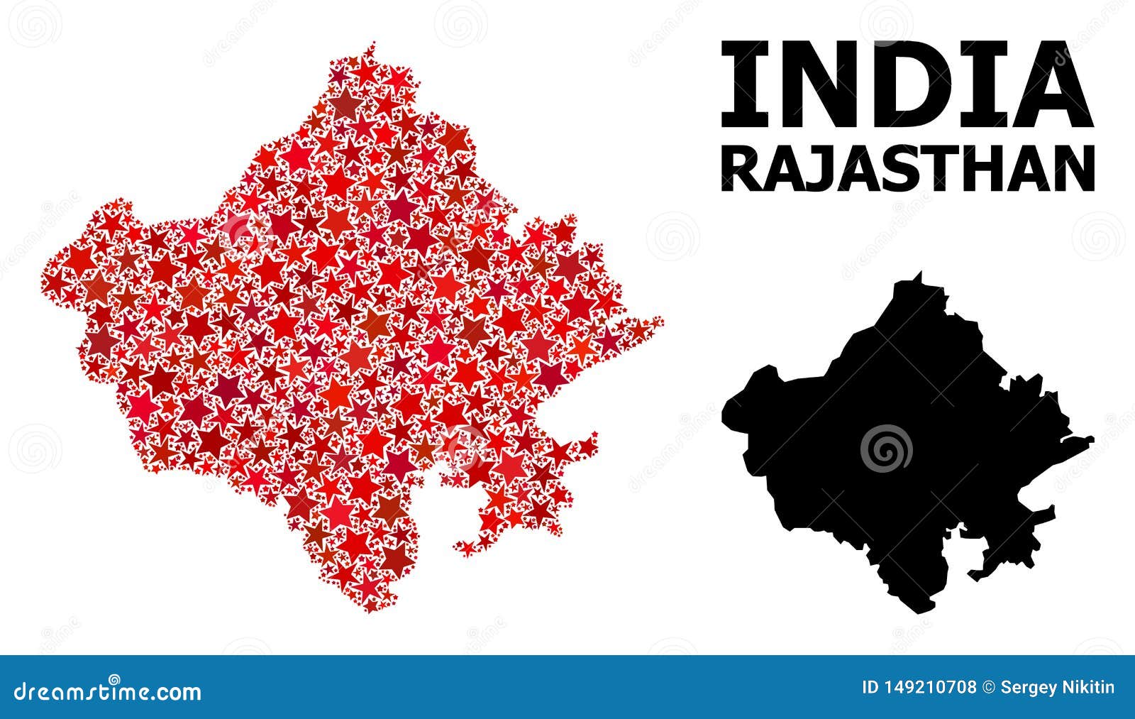 red star mosaic map of rajasthan state