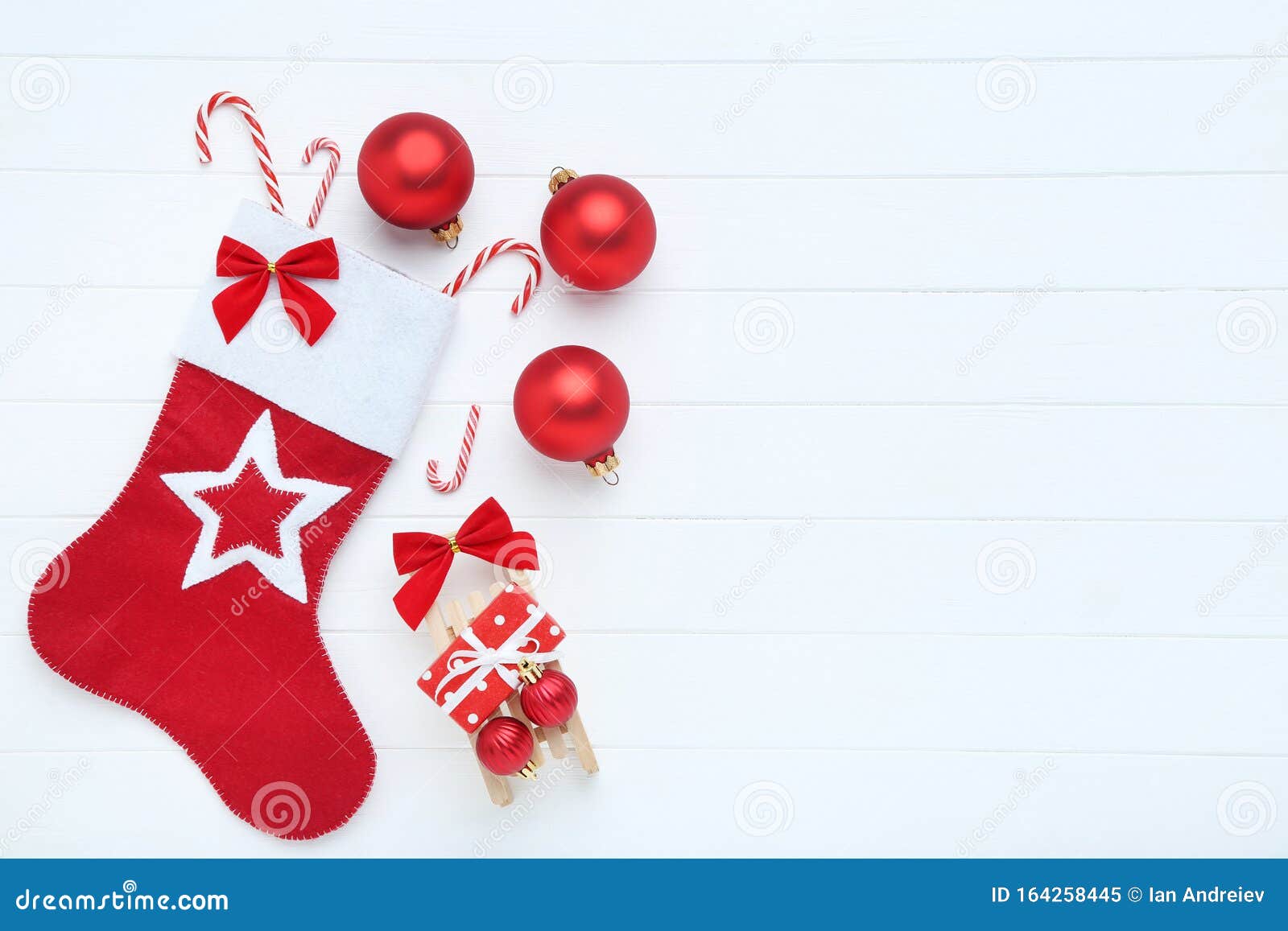 Red Stocking with Christmas Ornaments Stock Image - Image of decoration ...