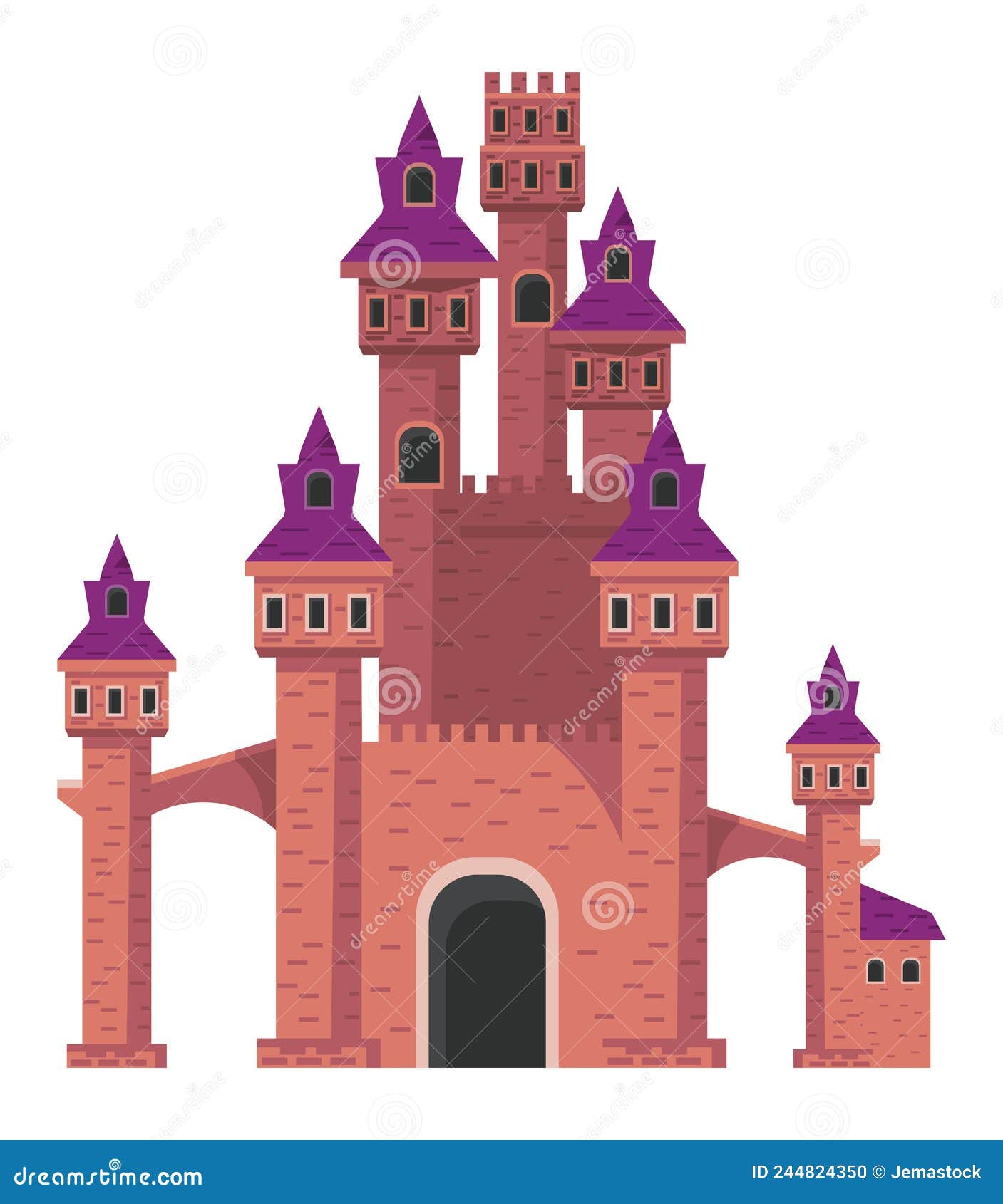 Red stone castle stock vector. Illustration of isolated 244824350