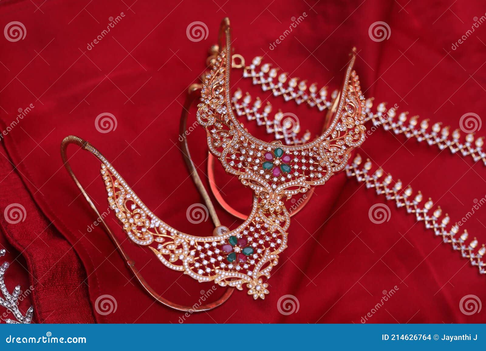 Hand Accessories with Chain in Red Background Stock Photo - Image of ...