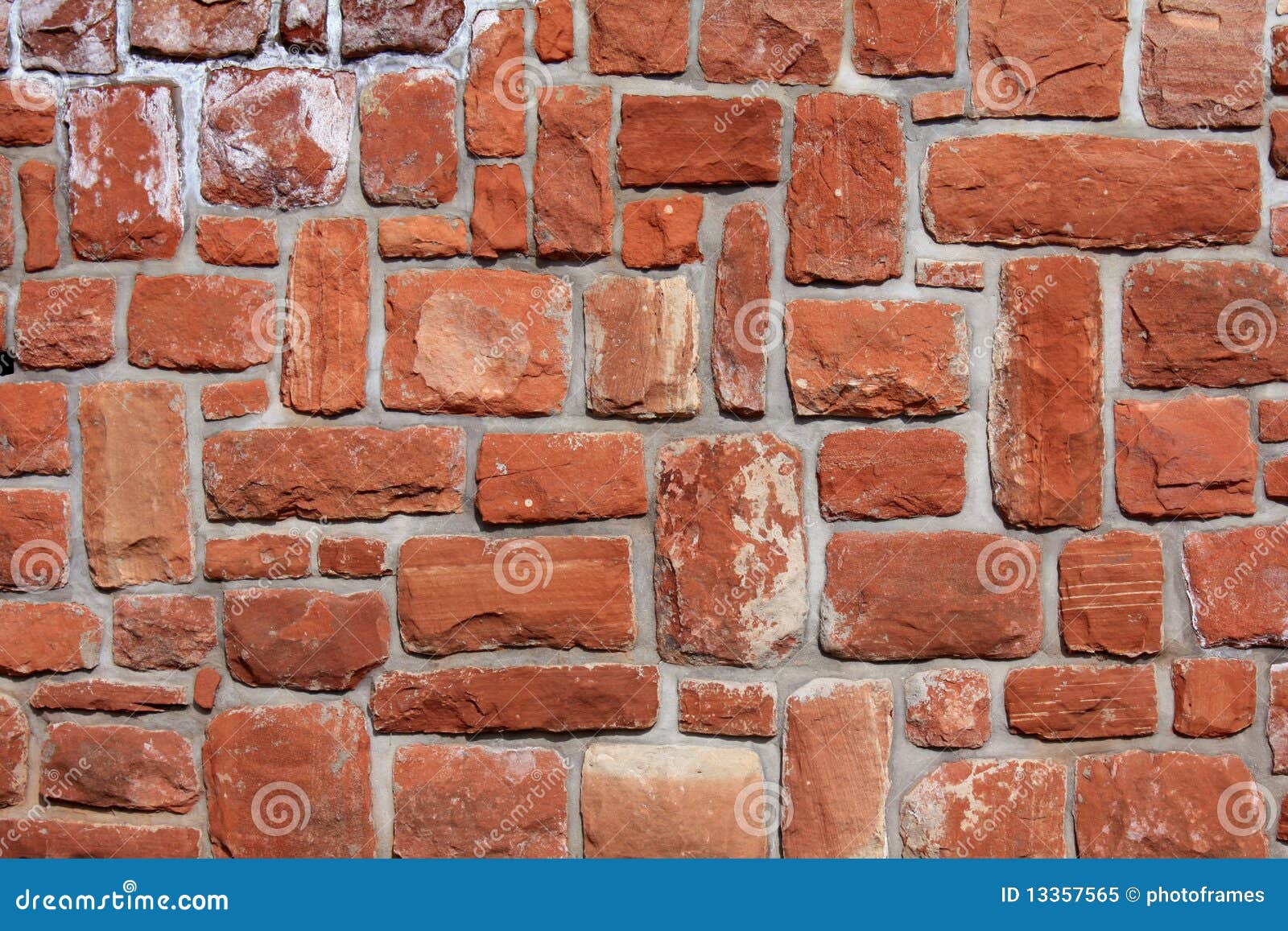 Red stone wall stock image. Image of fissure, lines, crack 13357565