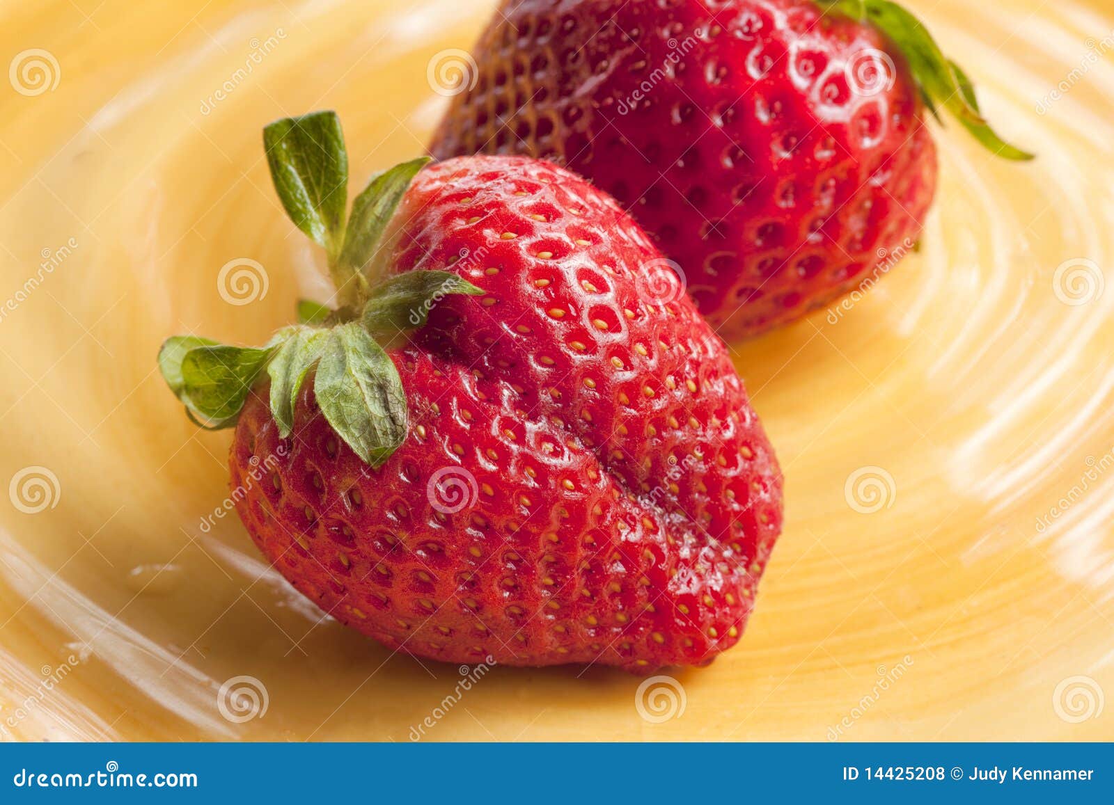 Red Strawberries on Yellow Plate Stock Photo Image of food, fresh