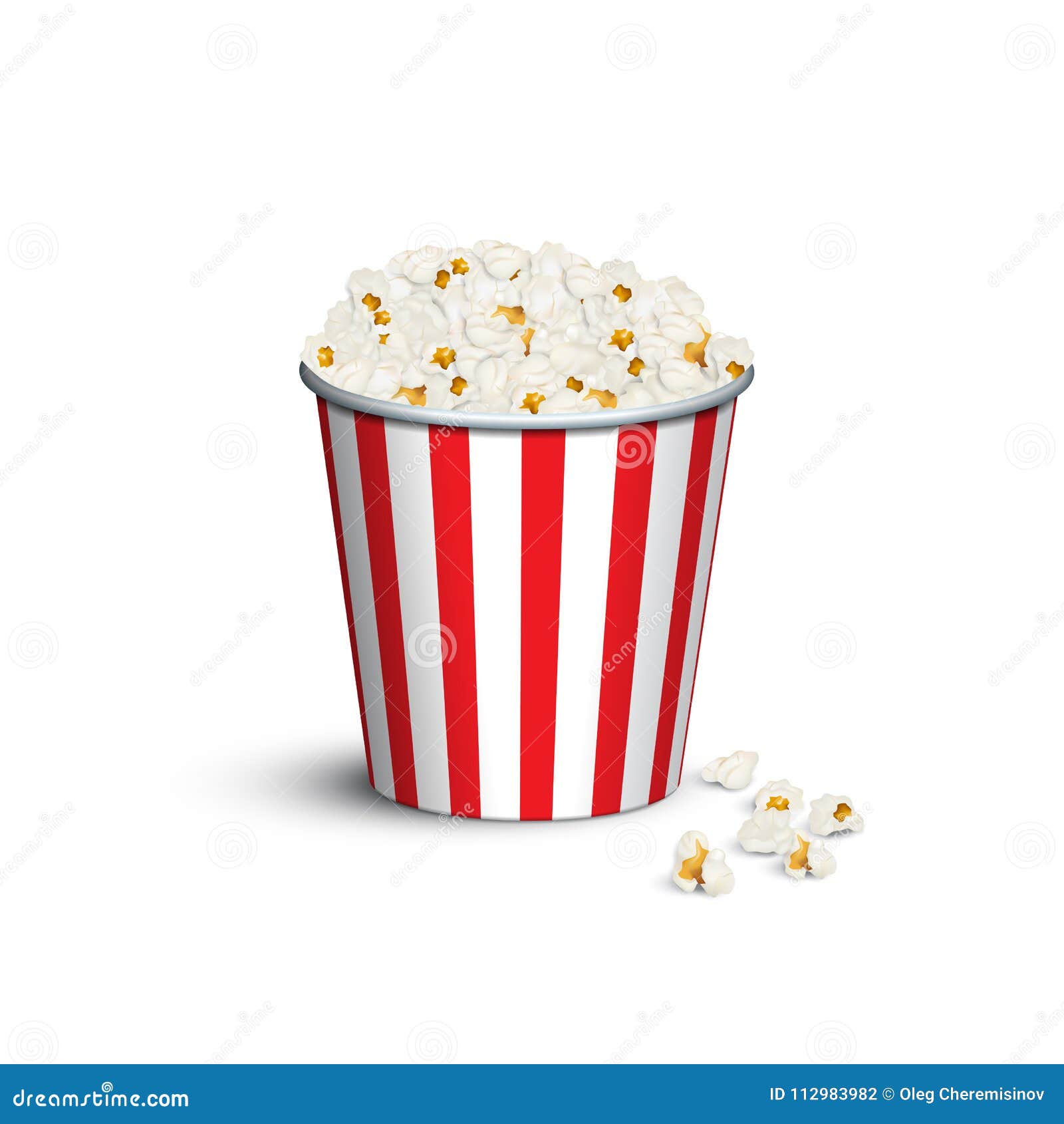 Red Striped Popcorn Bucket. Vector Popcorn Box. Stock Vector