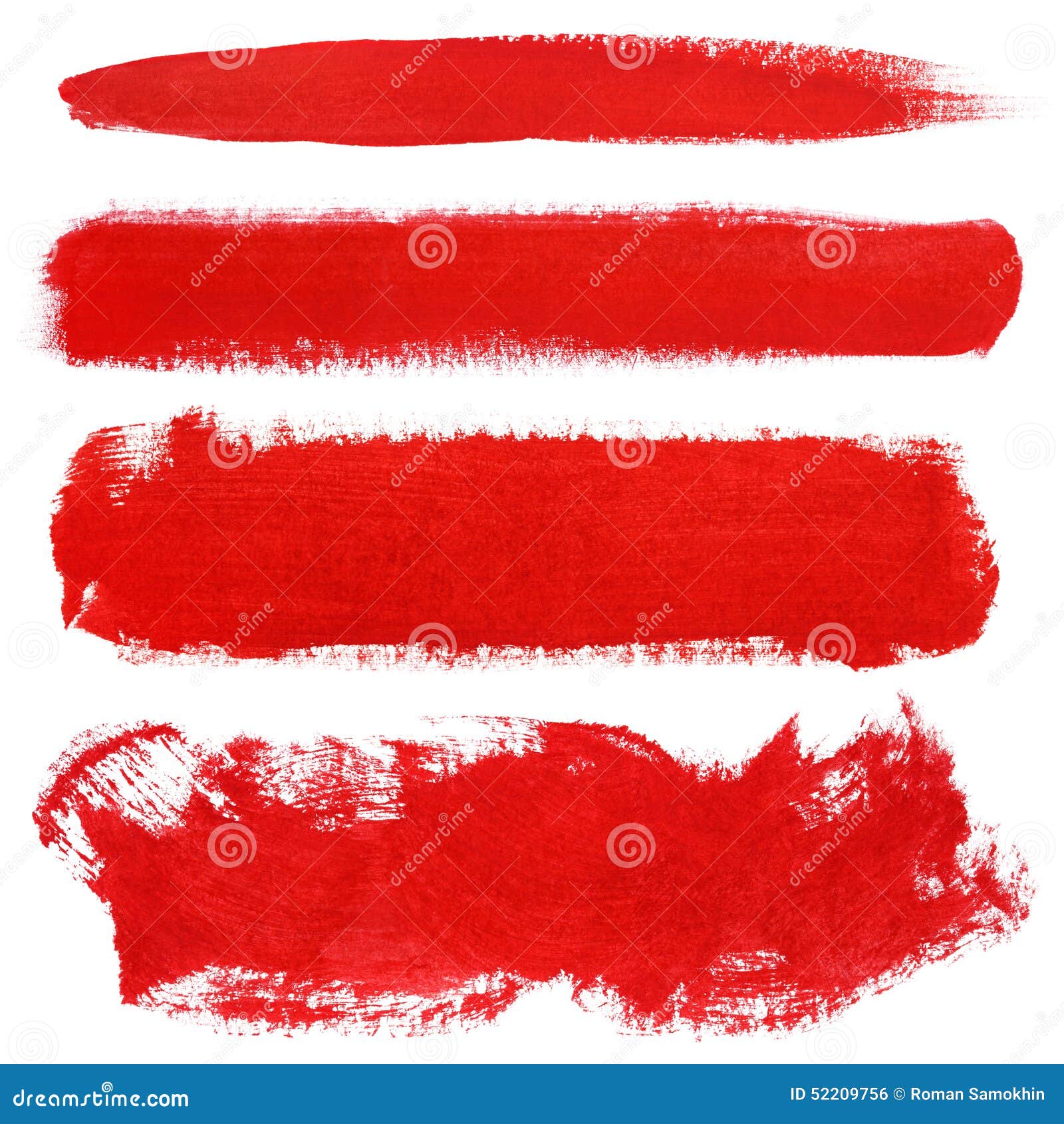 red strokes of gouache paint brush