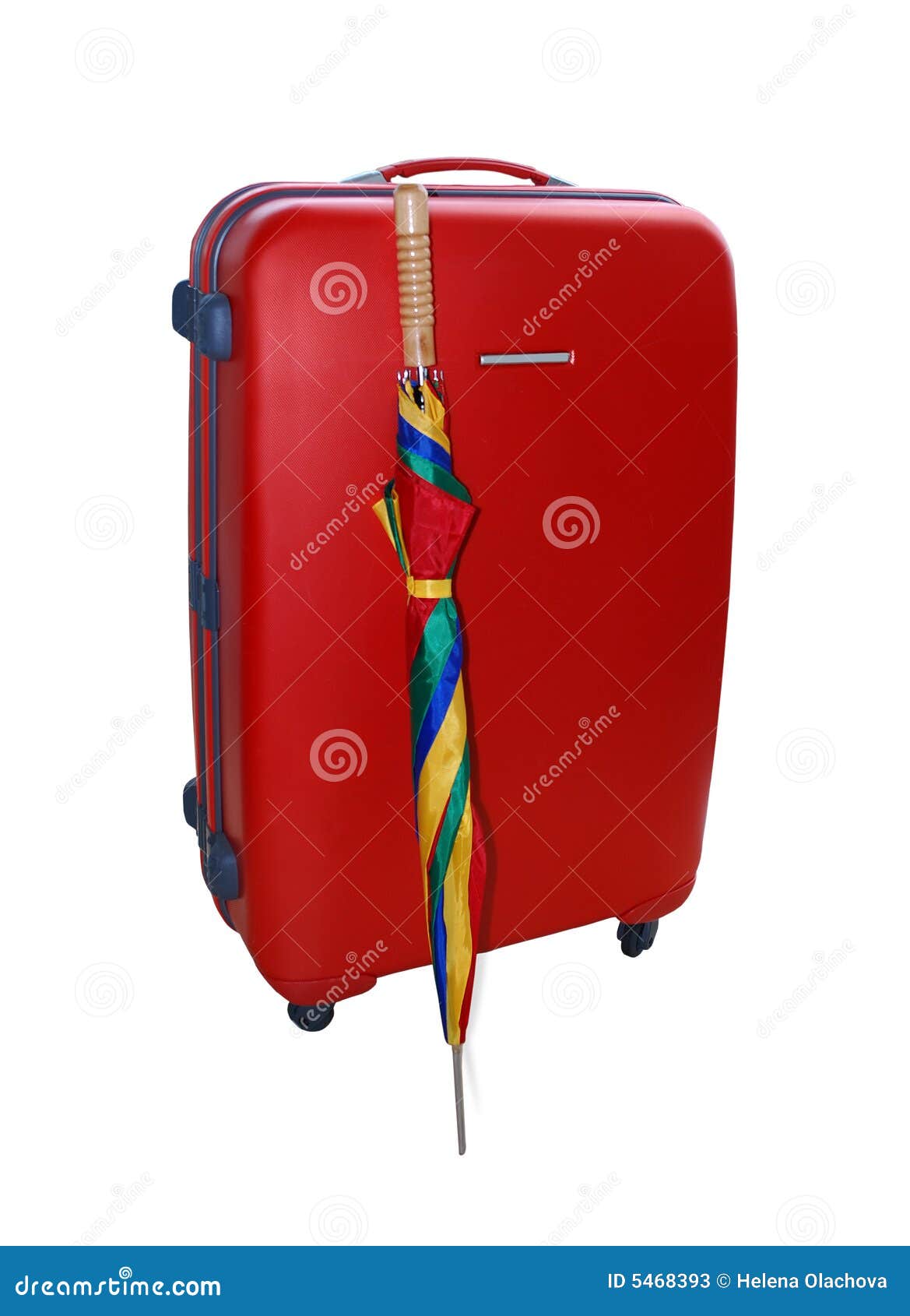 Red Suitcase and Umbrella stock image. Image of holiday 5468393