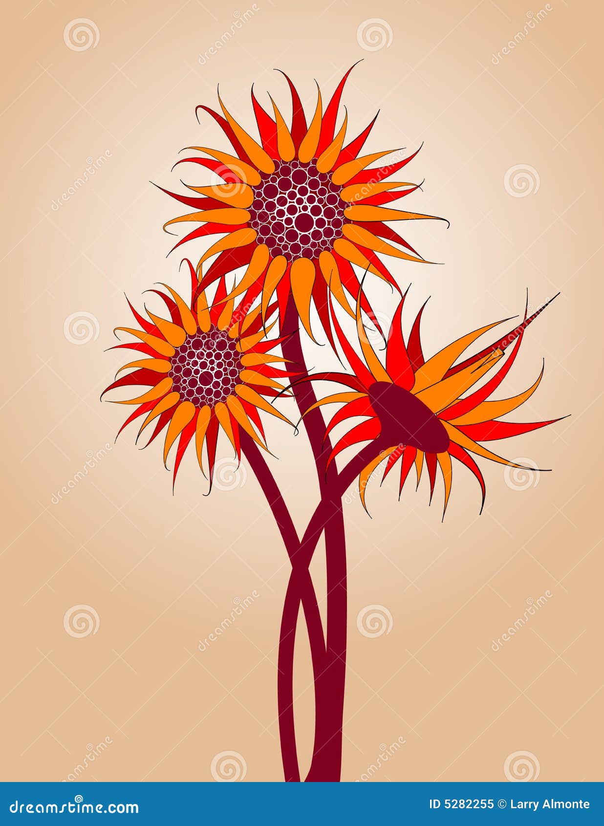 Download Red Sunflowers stock vector. Illustration of orange ...