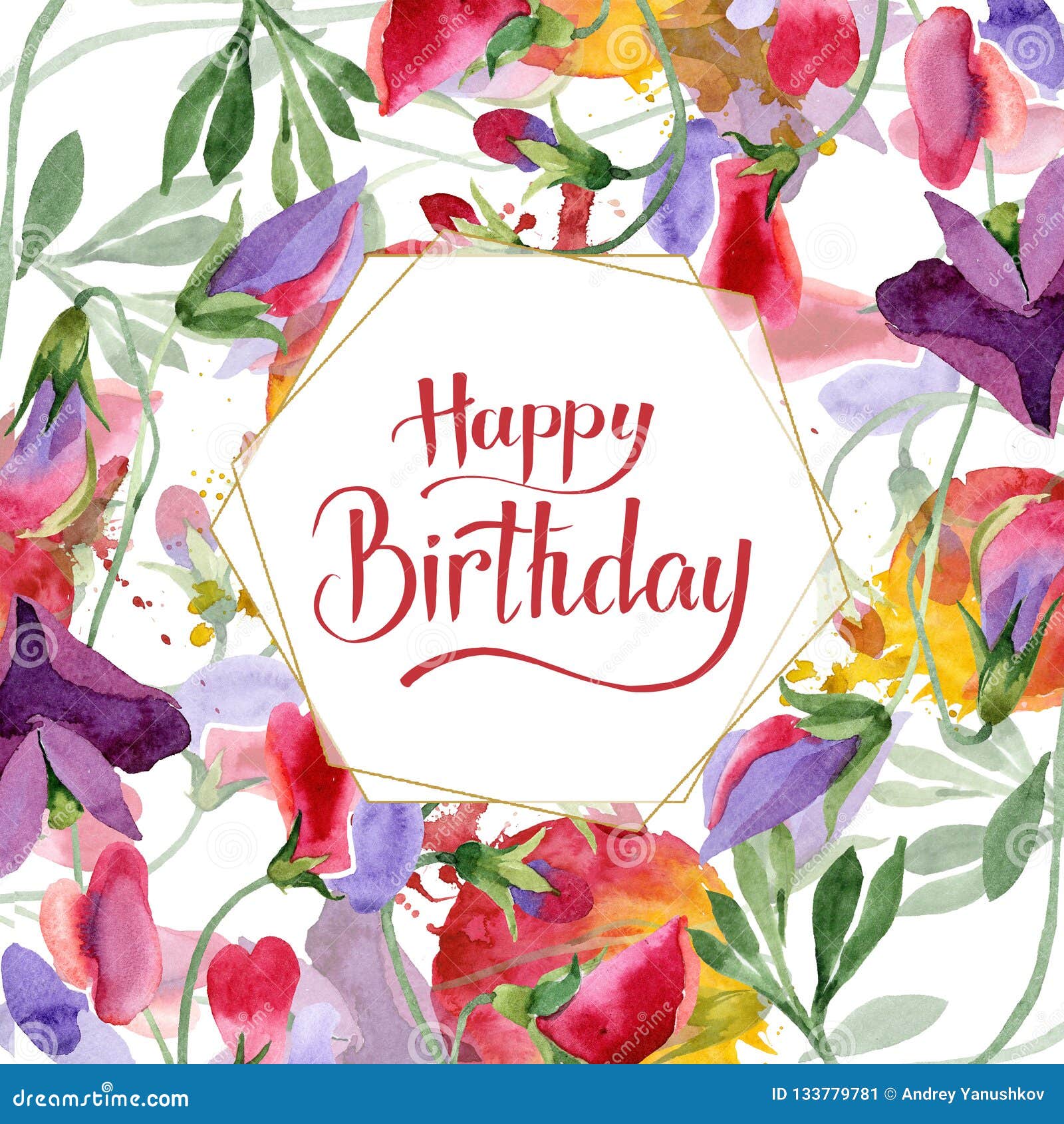 Red Sweet Pea Flowers Happy Birthday Handwriting Monogram Calligraphy Watercolor Background Frame Golden Crystal Stock Illustration Illustration Of Corner Drawn Red Sweet Pea Flowers Happy Birthday Handwriting Monogram Calligraphy Watercolor Background Frame Golden Crystal Stock Illustration Illustration Of Corner Drawn