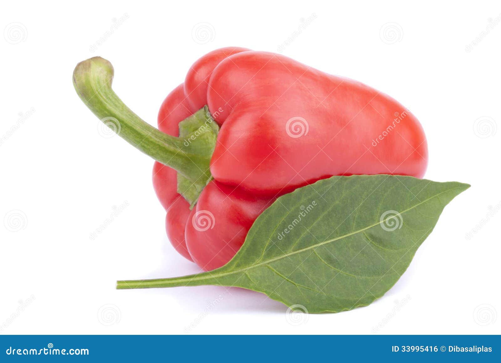 Red sweet pepper with leaf stock photo. Image of macro 33995416