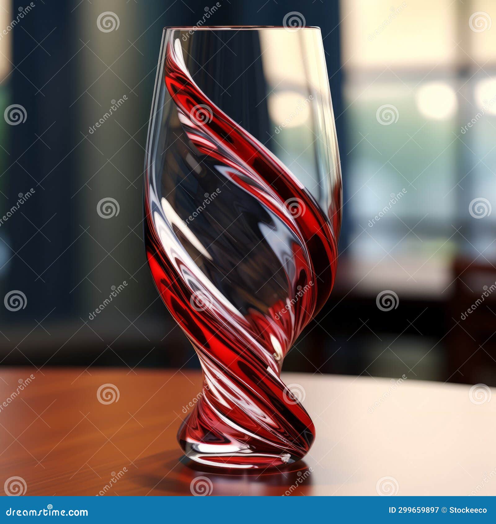 red swirly glass vase - clear and crisp vray tracing style