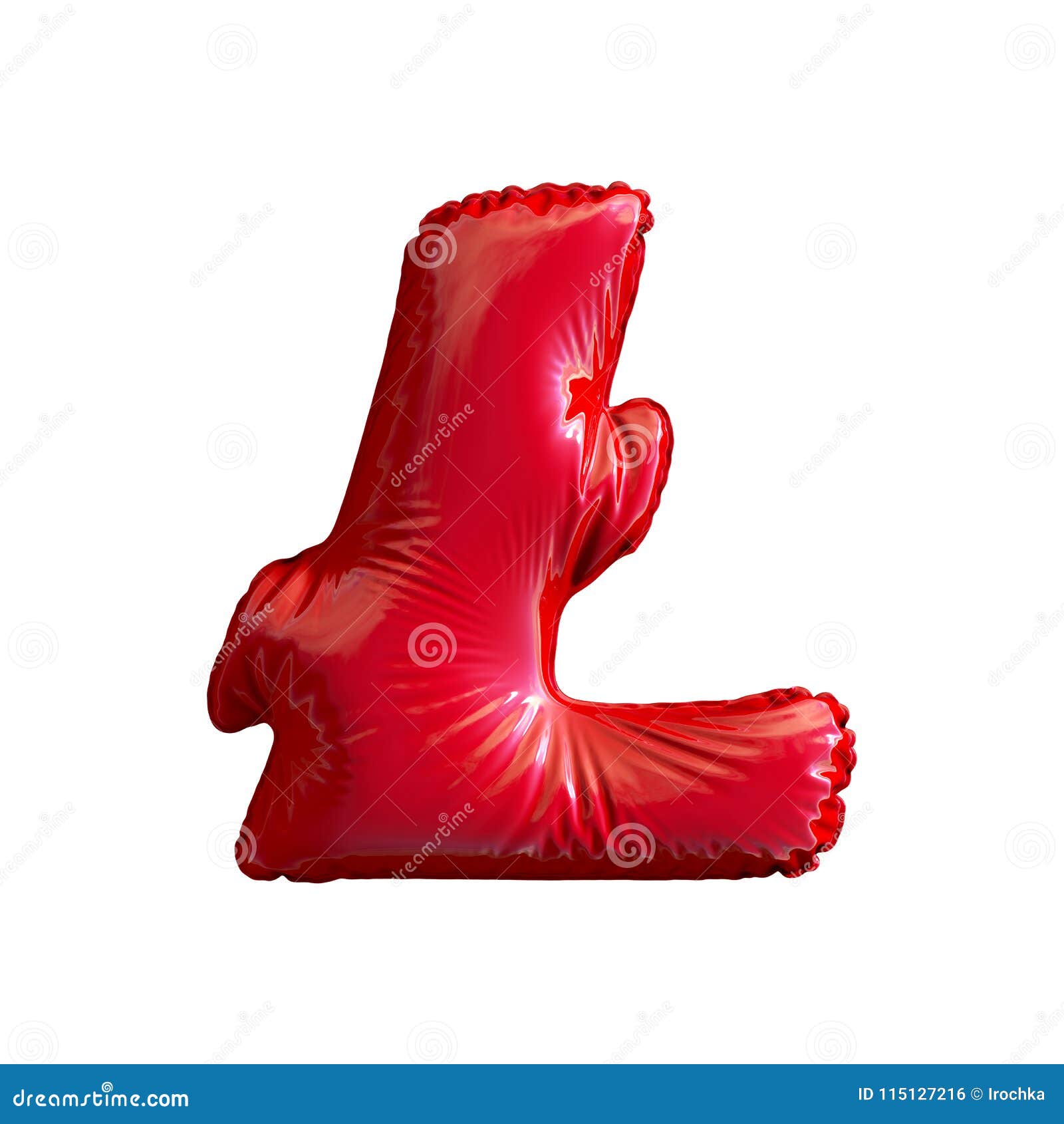 red  litecoin made of inflatable balloon  on white background
