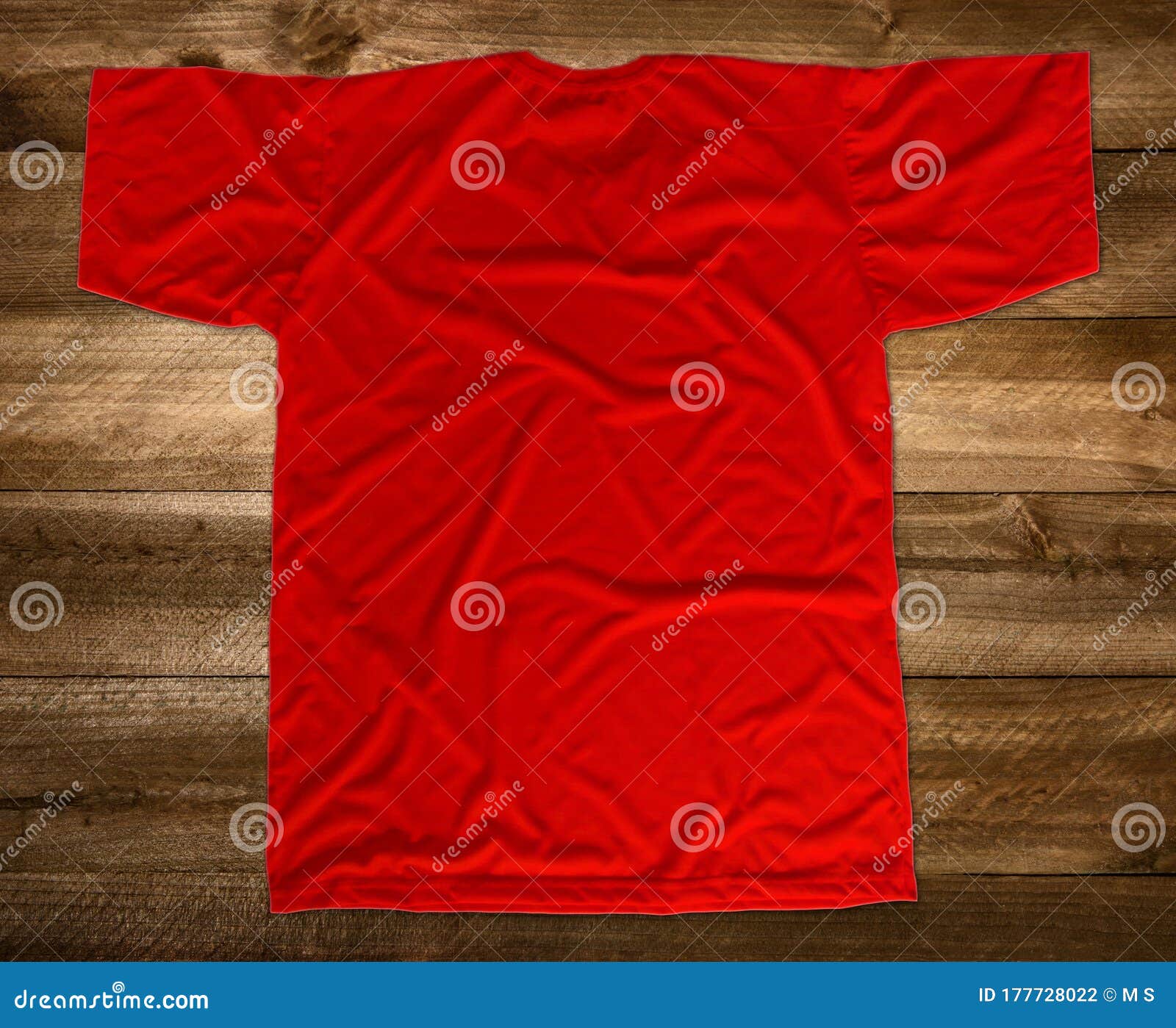 Download Red T-shirt Mockup Back View Wooden Background Stock Photo ...