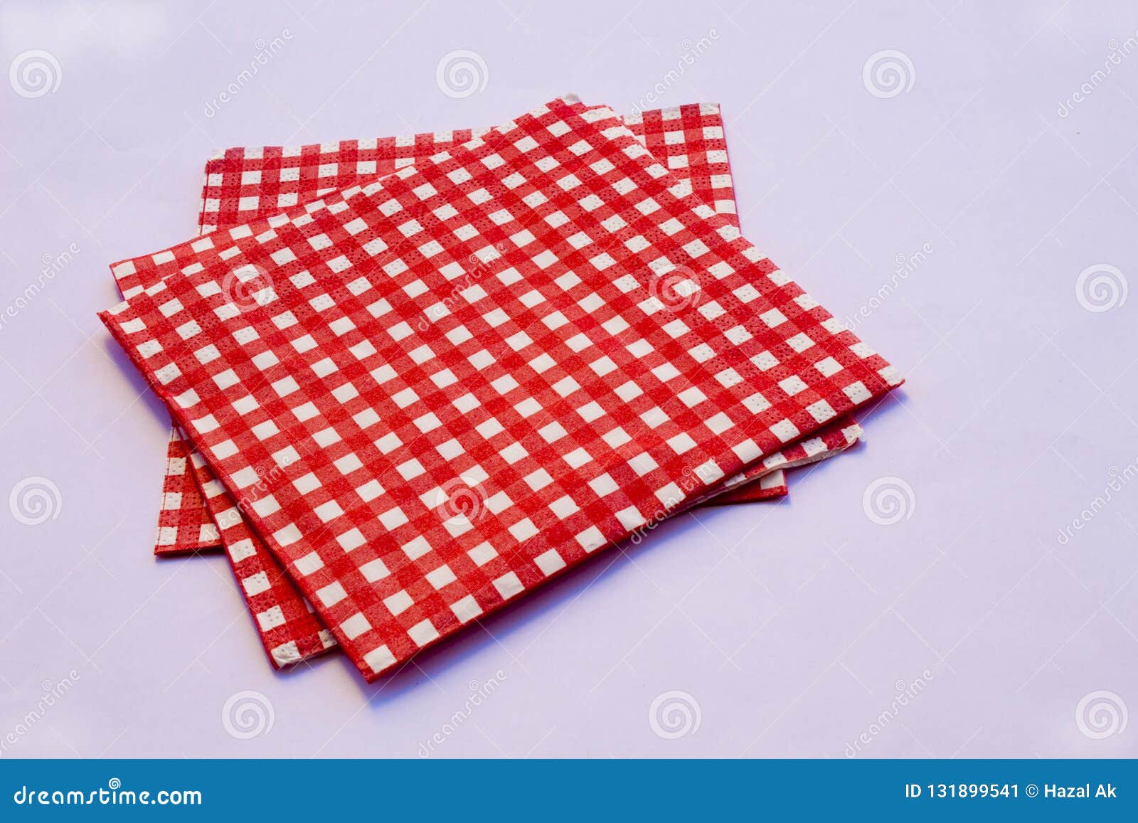 Red Checkered Napkin on White Background. Stock Image Image of table