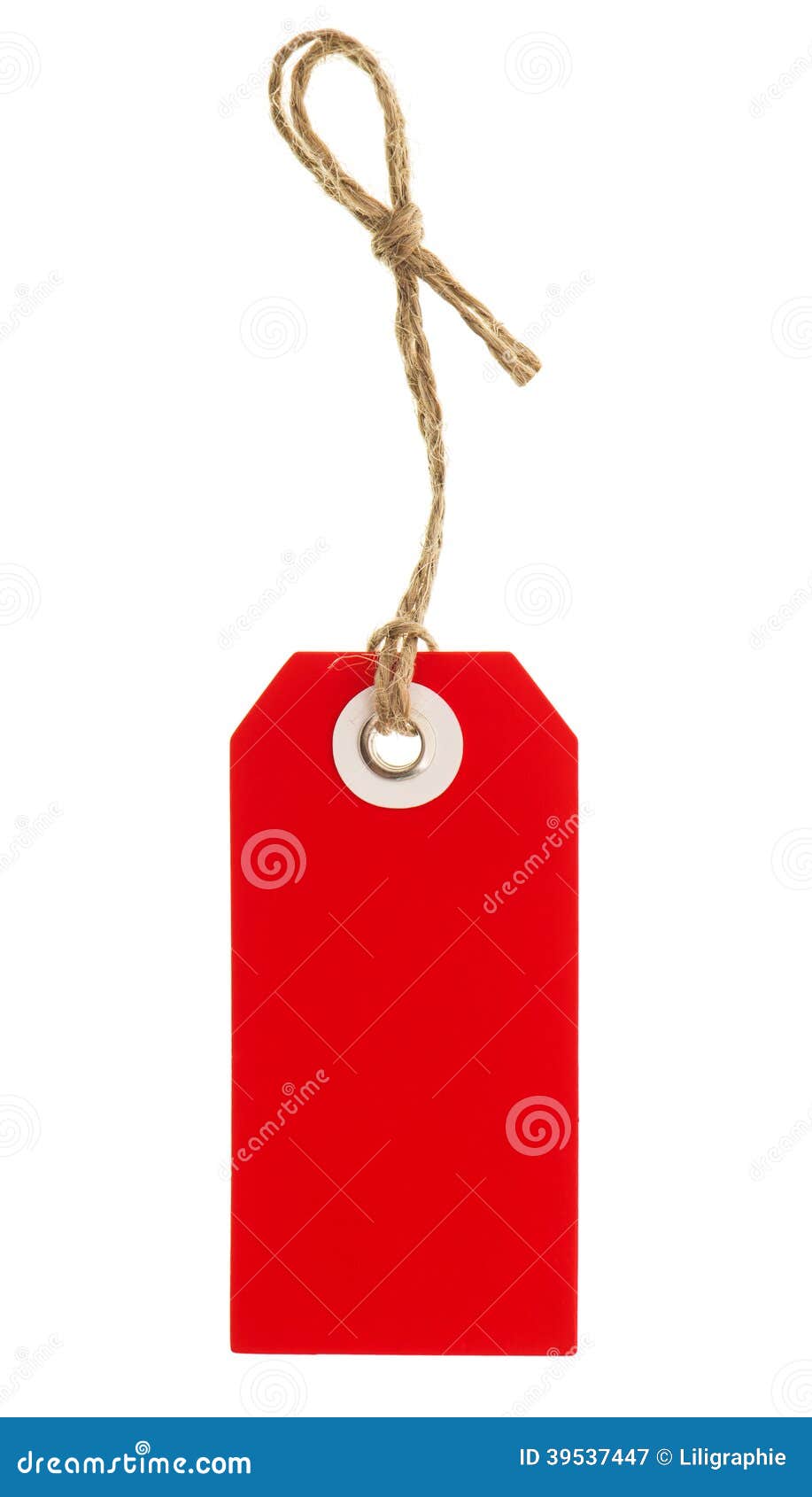 Red Tag with String Isolated on White Stock Image Image of sale