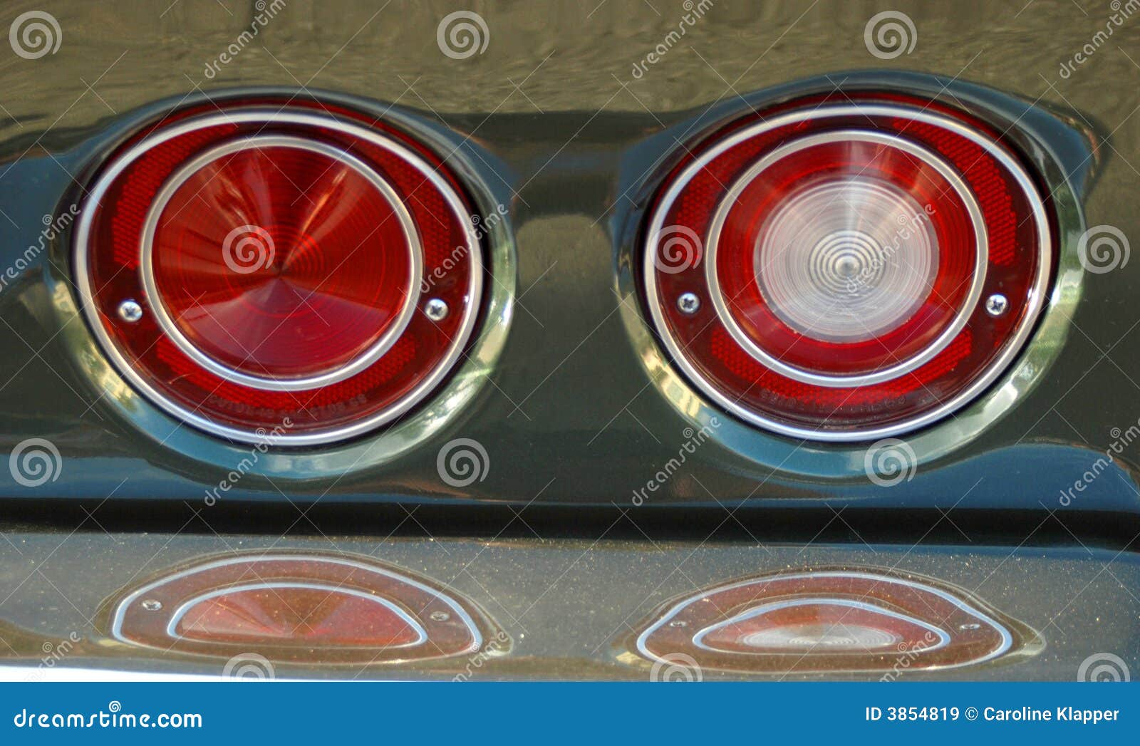 Red Tail Lights of Classic Car Stock Image Image of classic, fender