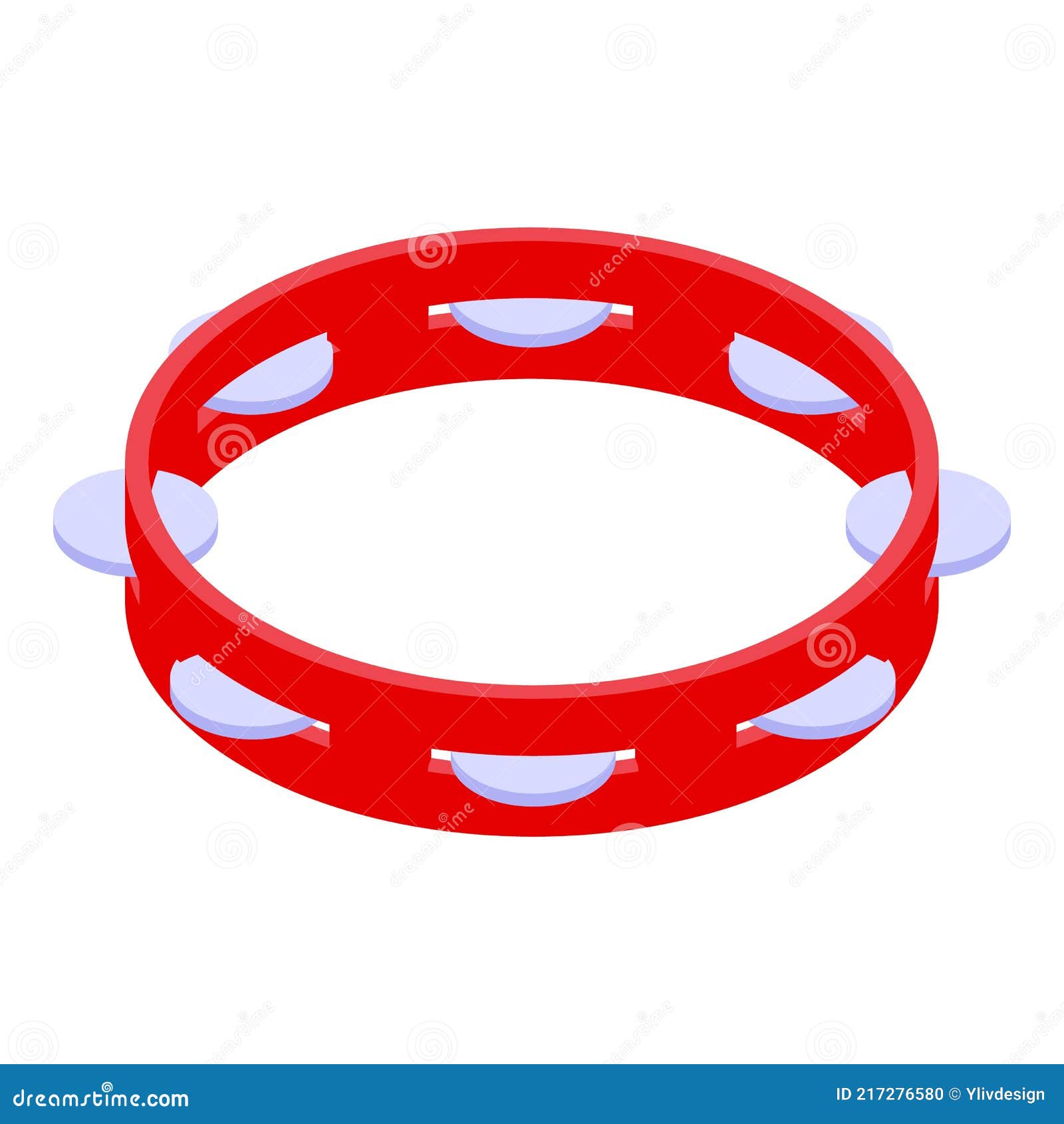 Red Tambourine Icon, Isometric Style Stock Vector Illustration of