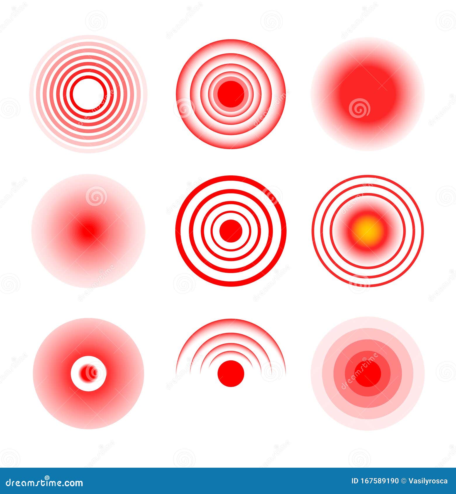 Red Target Circle Medical Vector Ripple. Sore Hurt Spot Place Stock Vector Illustration of