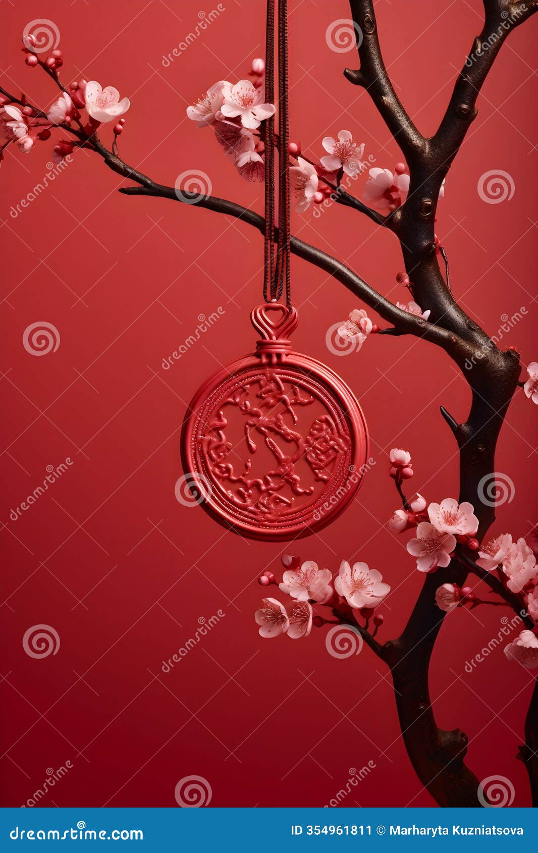 red tassel with coin pendant. chinese new year, lunar new year, cultural event.
