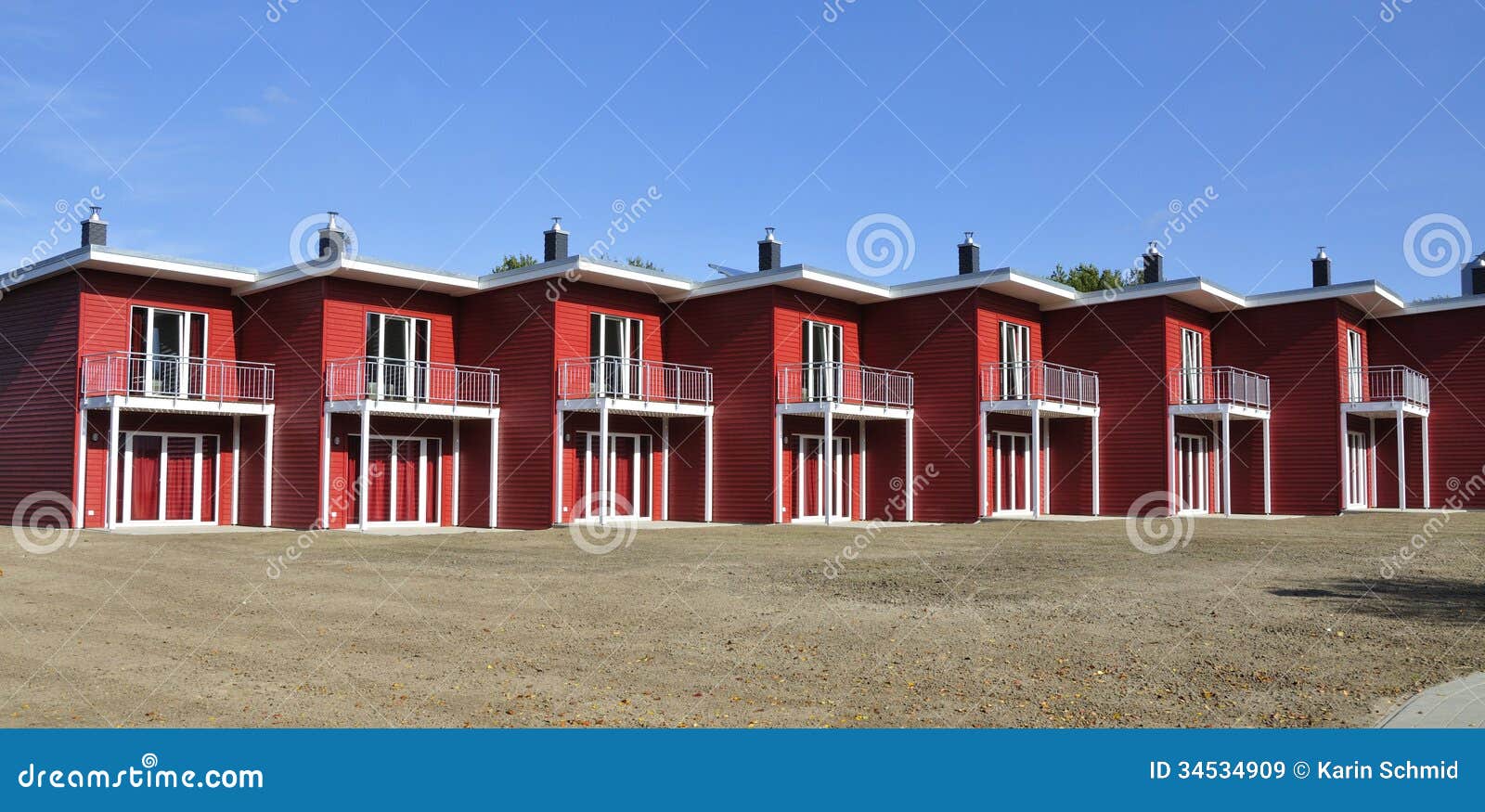 Red Terraced House Side view Royalty Free Stock Images 