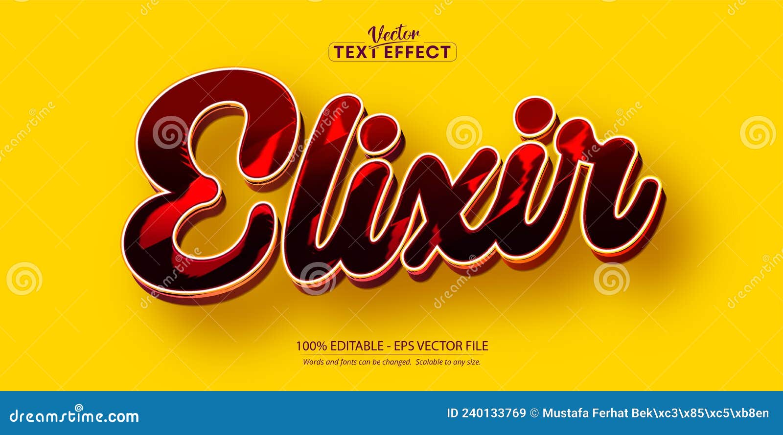 Red Text Effect, Editable Shiny Red Color Text Style, Elixir Text on