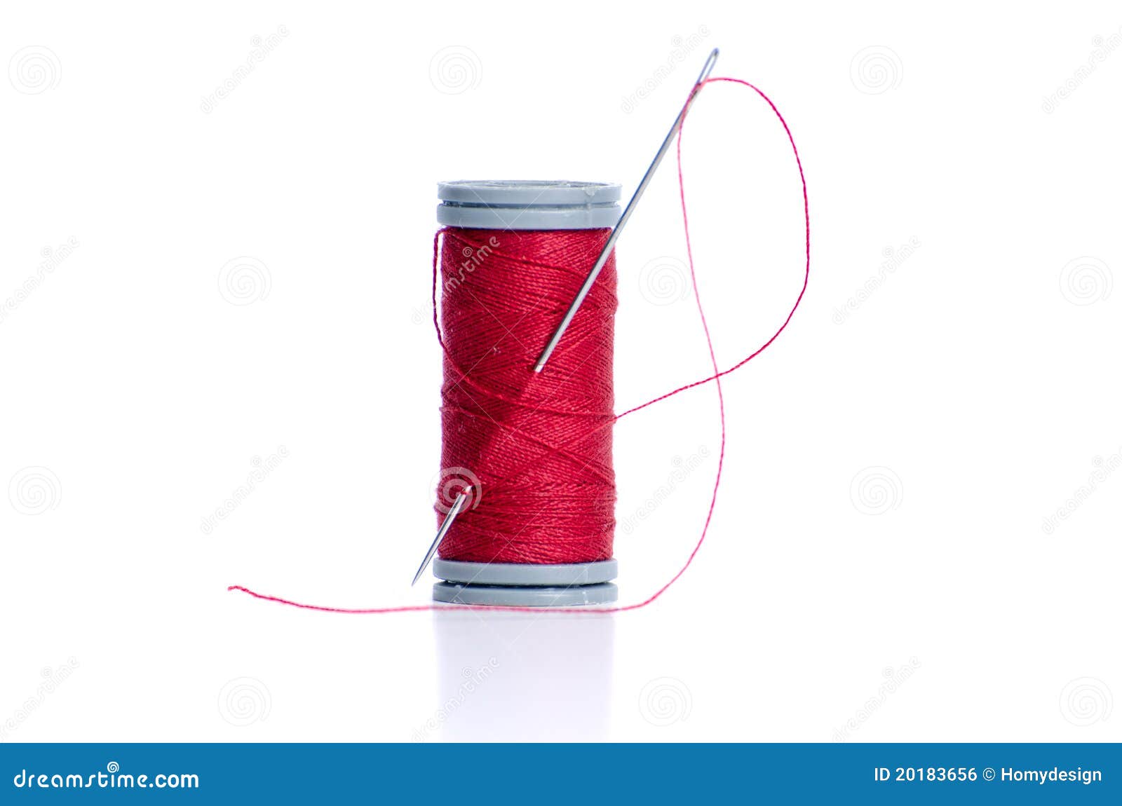 Red Thread Bobbin and Needle Stock Photo - Image of dressmaking ...