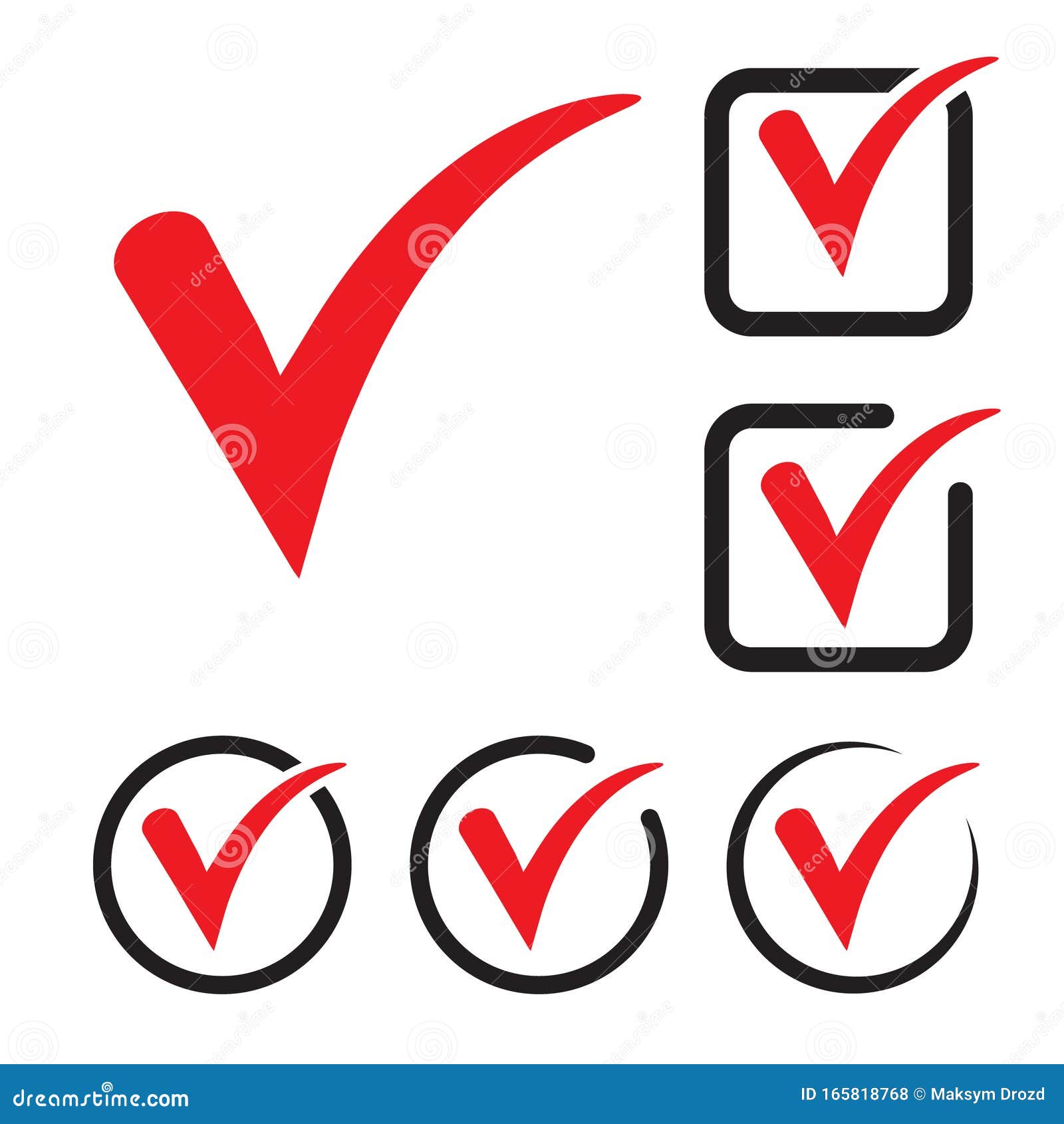 red tick icon  , checkmark  on white background, checked icon or correct choice sign, check mark or checkbox p