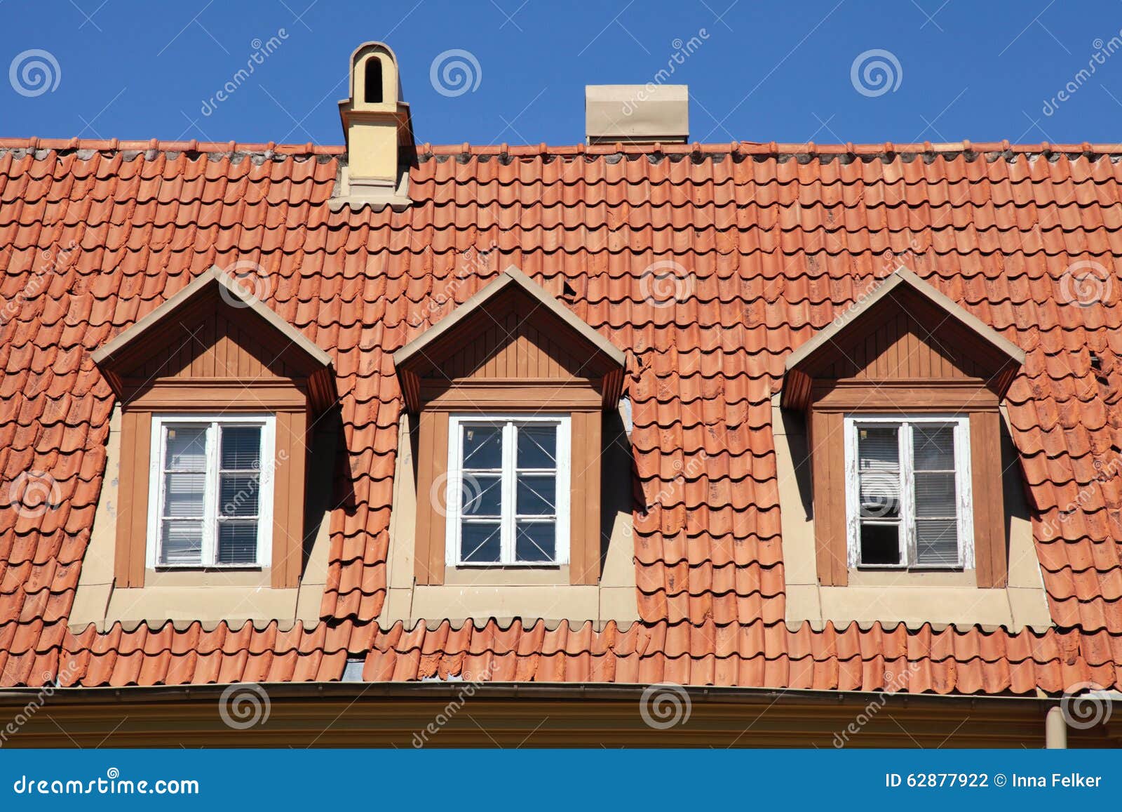 Red tile roof of old house stock photo. Image of background 62877922